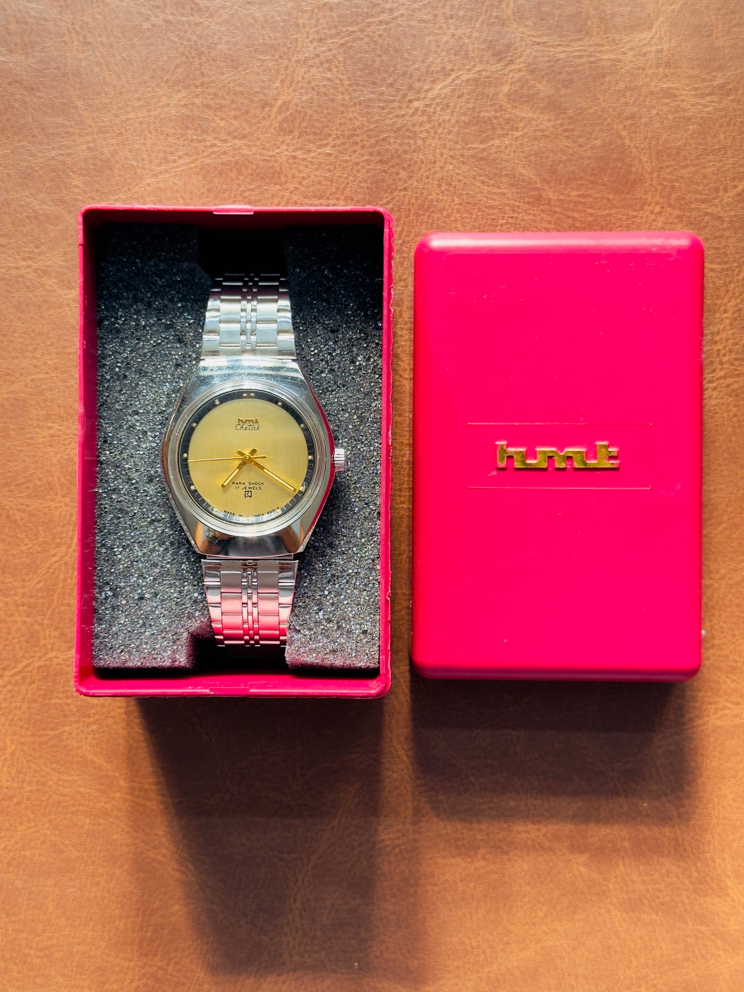 NOS HMT Chetak Gold Dial Mechanical Watch with Original Box