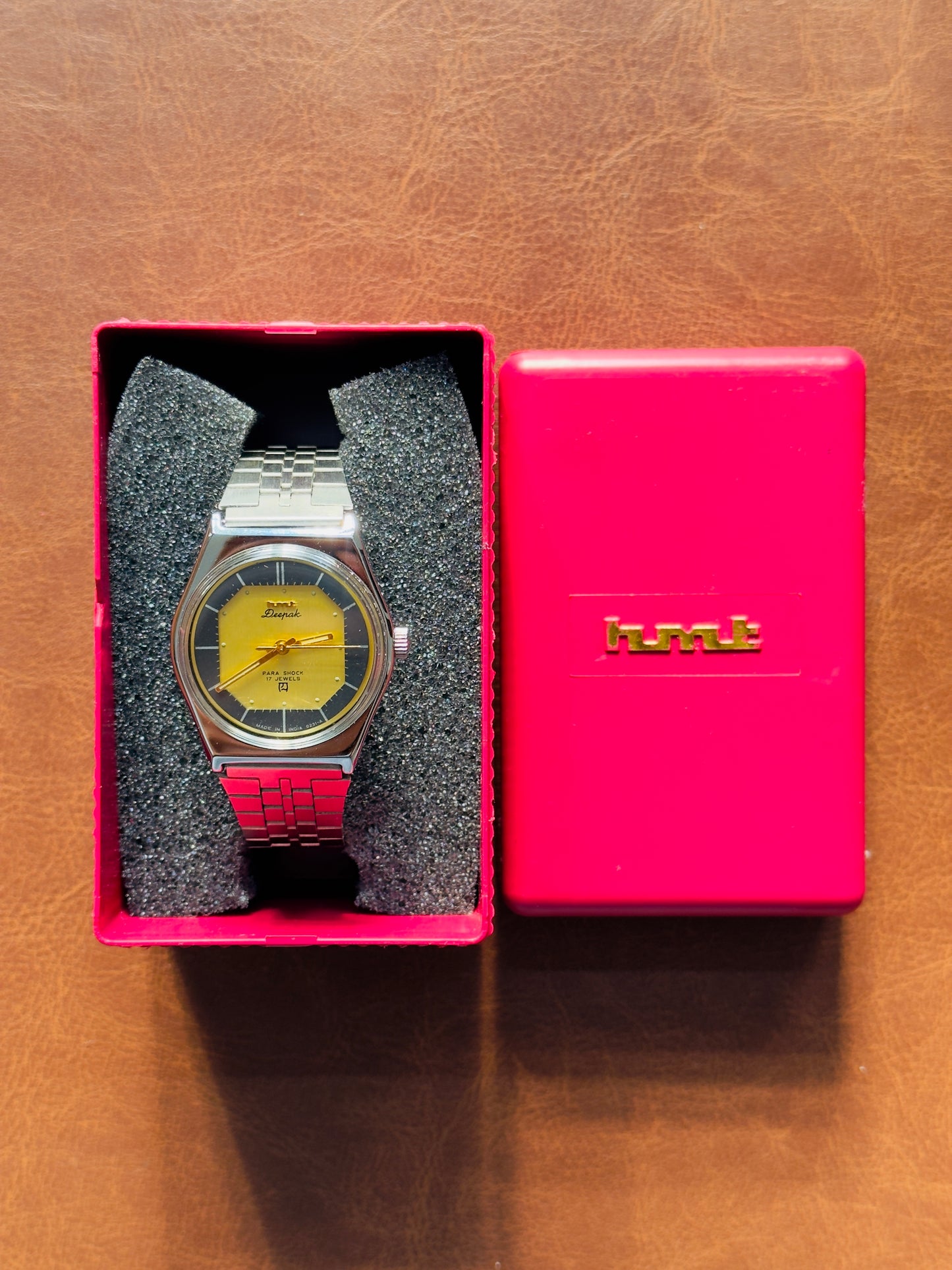 NOS HMT Deepak Dual Tone Dial Mechanical Watch with Original Box