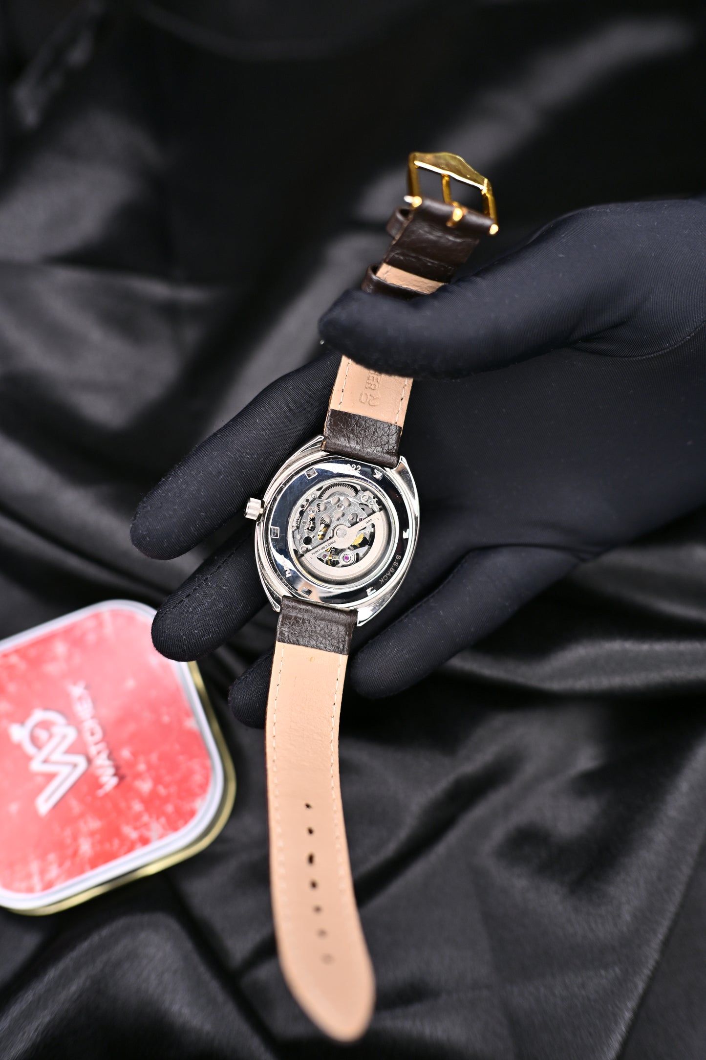 NOS HMT Skeleton Automatic SASL-03 Yellow Open-Heart Dial Blue Hands — Watchex India