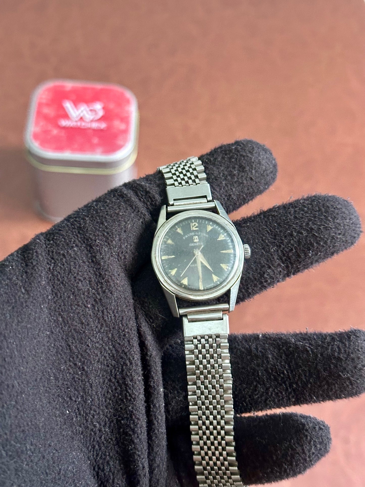 Vintage Favre-Leuba - Sea King Black Dial Mechanical Swiss Watch