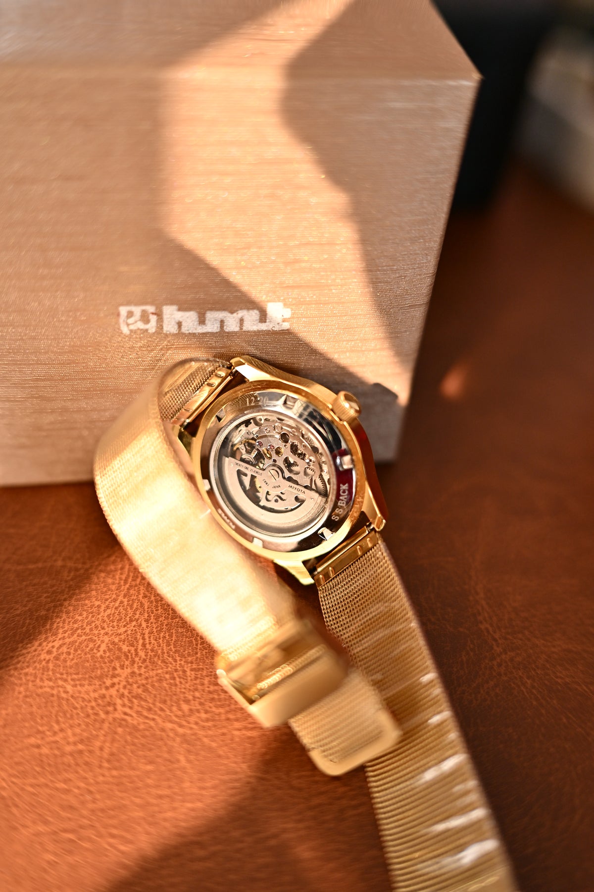 NOS HMT Automatic Skeleton Gold-Tone Open Heart Exhibition Caseback | Watchex India