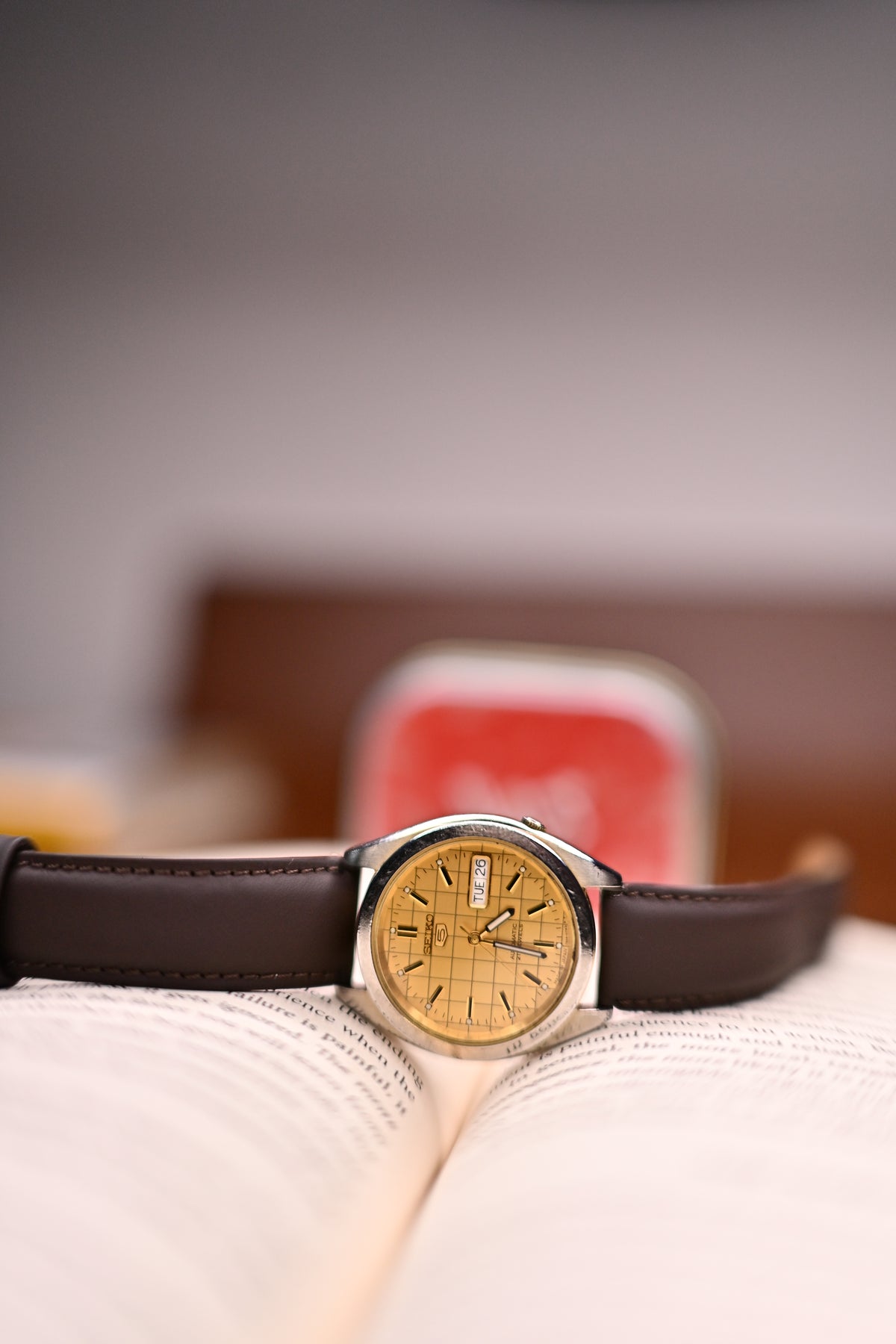 Vintage Seiko 5 Automatic Checkerboard Gold Dial JDM Open Caseback Original Bracelet (7S26-00X0) | Watchex India