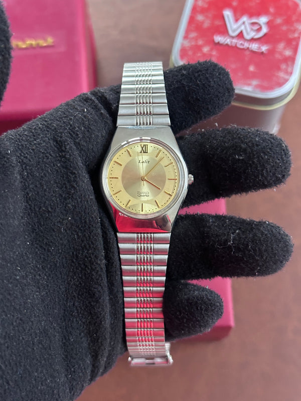 NOS HMT Lalit Quartz – Champagne Dial Integrated Bracelet Variant (Not Used)