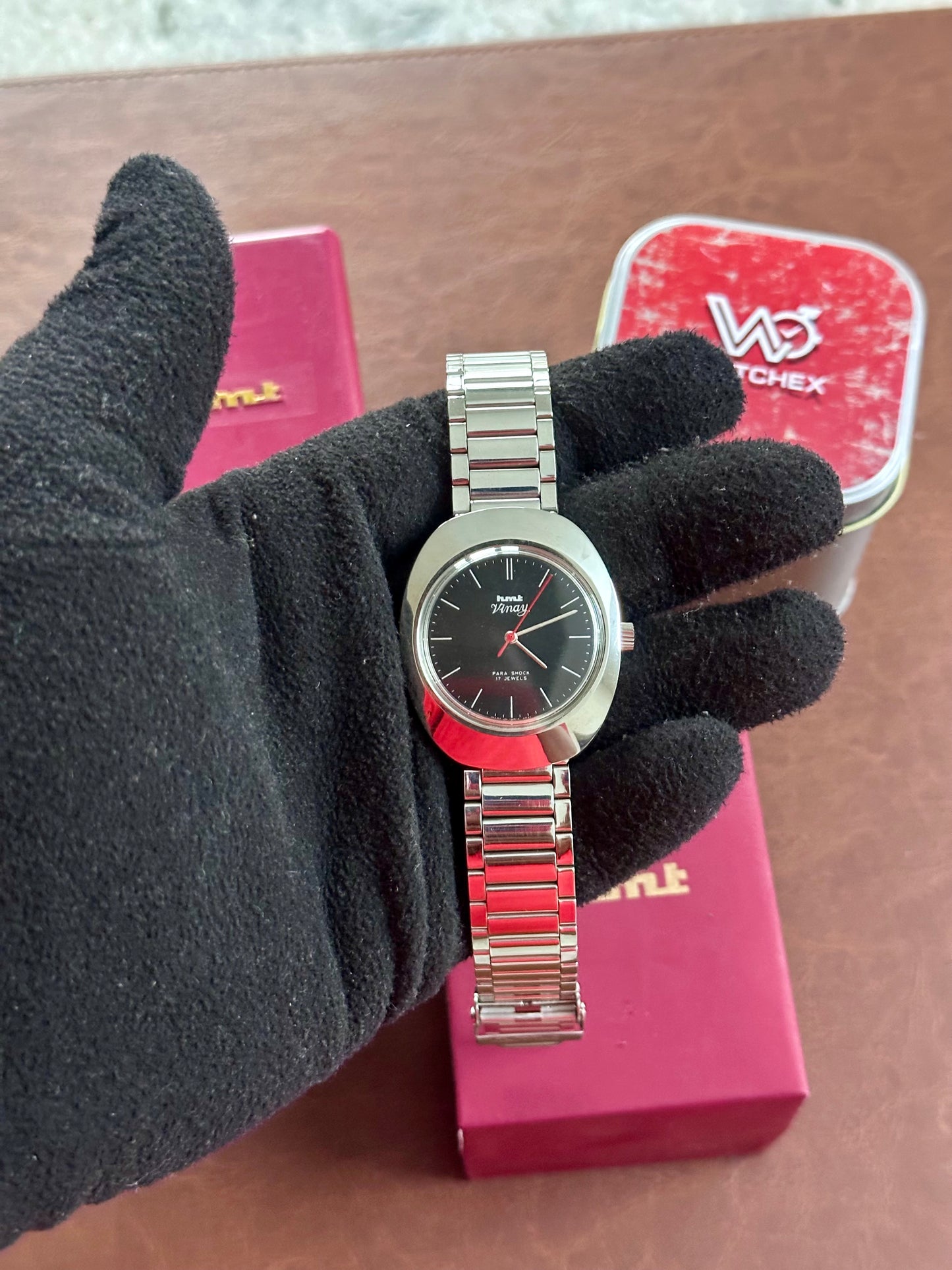 NOS HMT Vinay – Black Dial Oval Case Mechanical (Not Used)