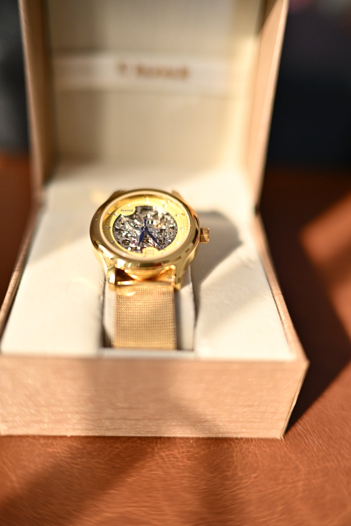 NOS HMT Automatic Skeleton Gold-Tone Open Heart Exhibition Caseback | Watchex India