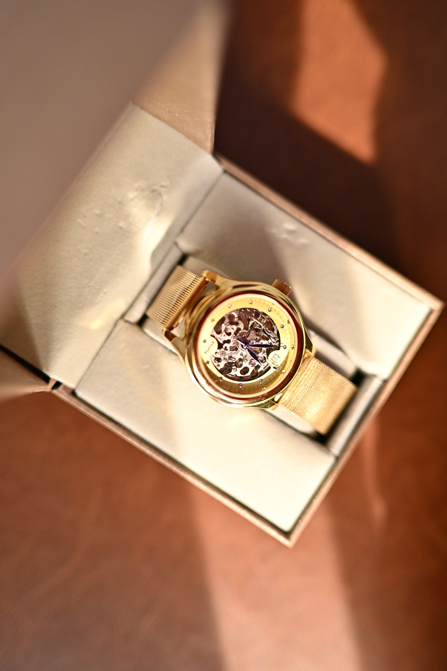 NOS HMT Automatic Skeleton Gold-Tone Open Heart Exhibition Caseback | Watchex India
