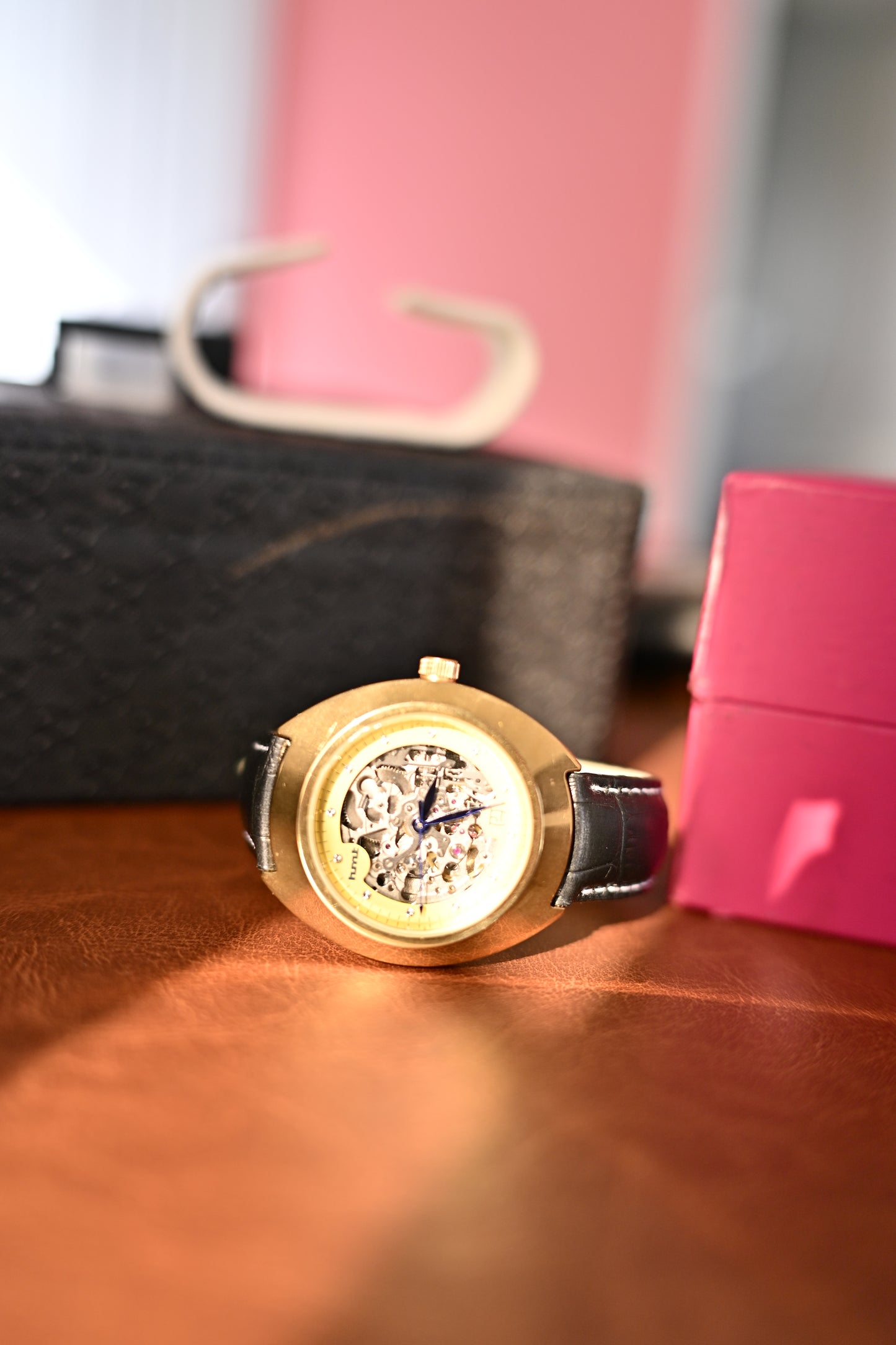 Nos HMT Skeleton Automatic Blue Hands Gold-Tone (NASL-03) | Watchex India