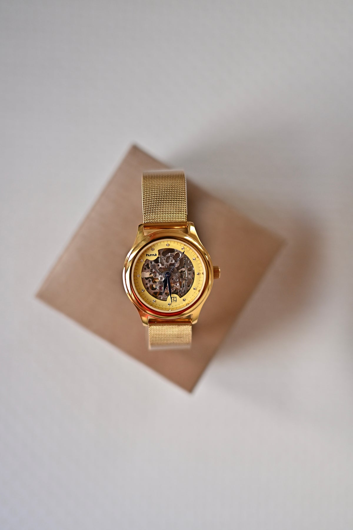 NOS HMT Automatic Skeleton Gold-Tone Open Heart Exhibition Caseback | Watchex India