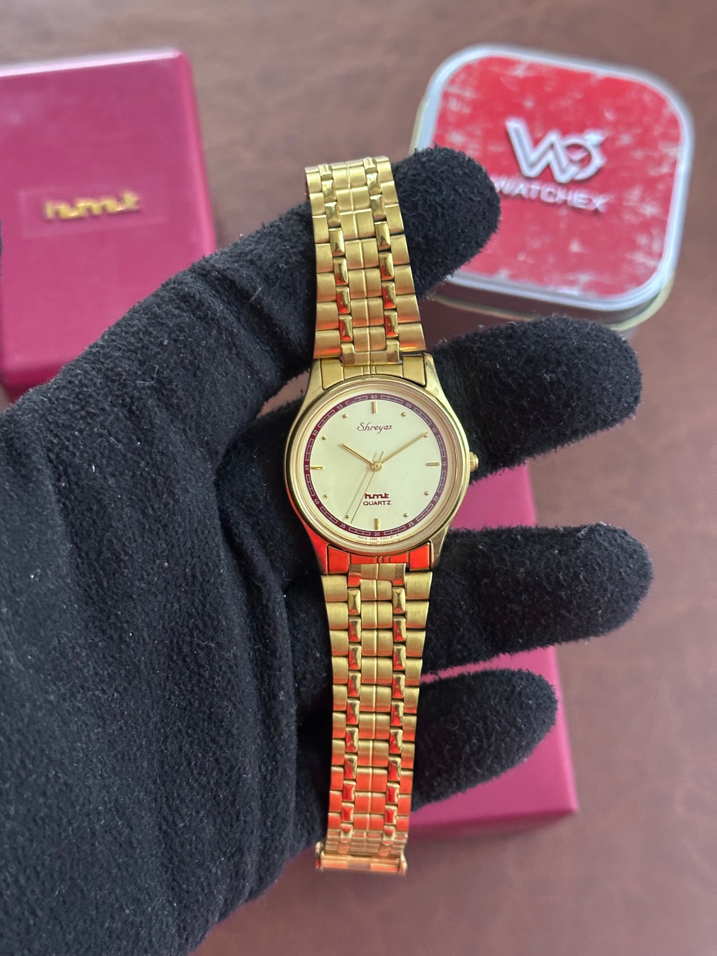 NOS HMT Shreyas Quartz – Champagne Dial Gold Tone Variant (Not Used)