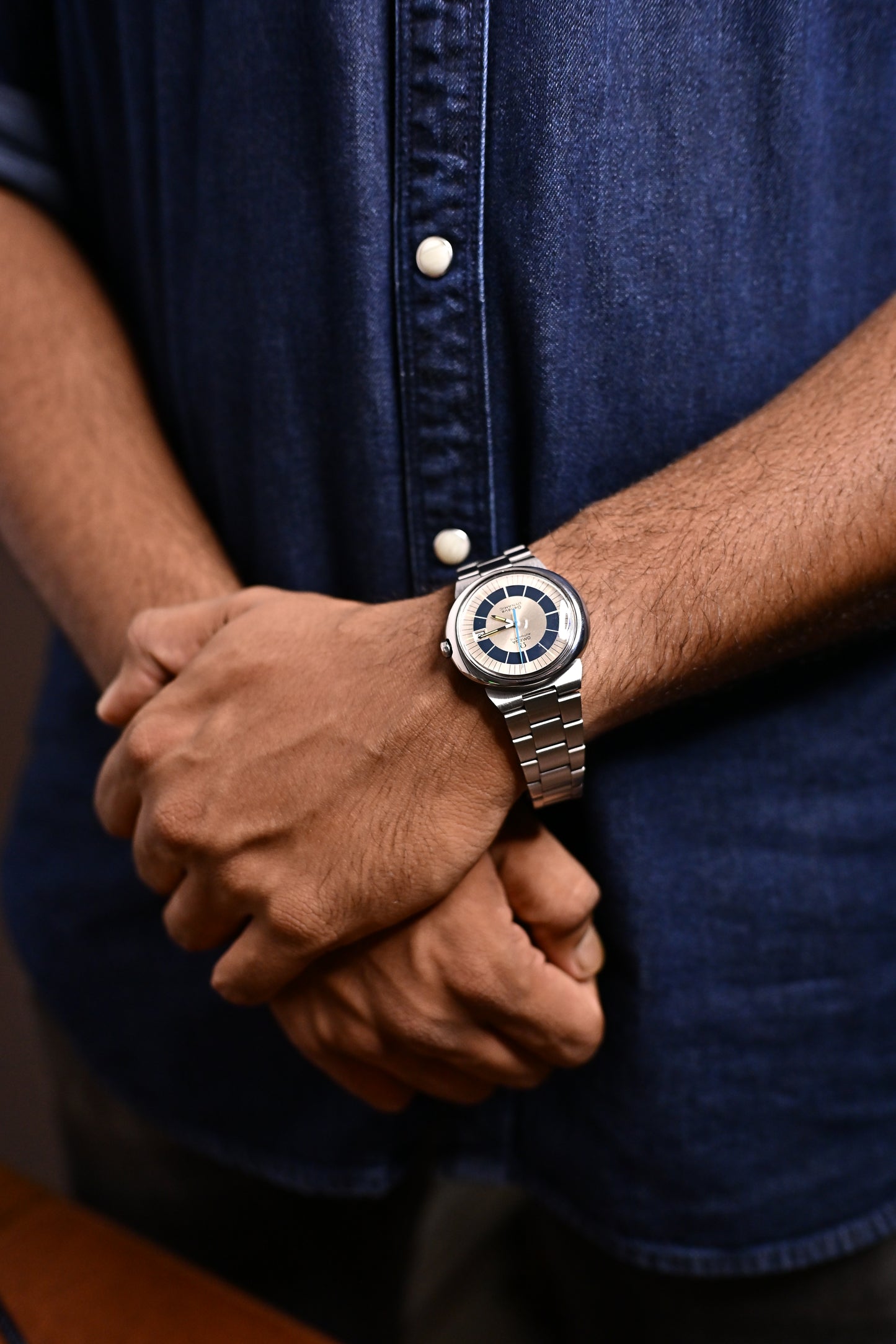 Vintage Omega 1969’s Genève Dynamic Automatic Blue Bullseye Dial Date (Ref. 166.039) with original bracelet | Watchex India