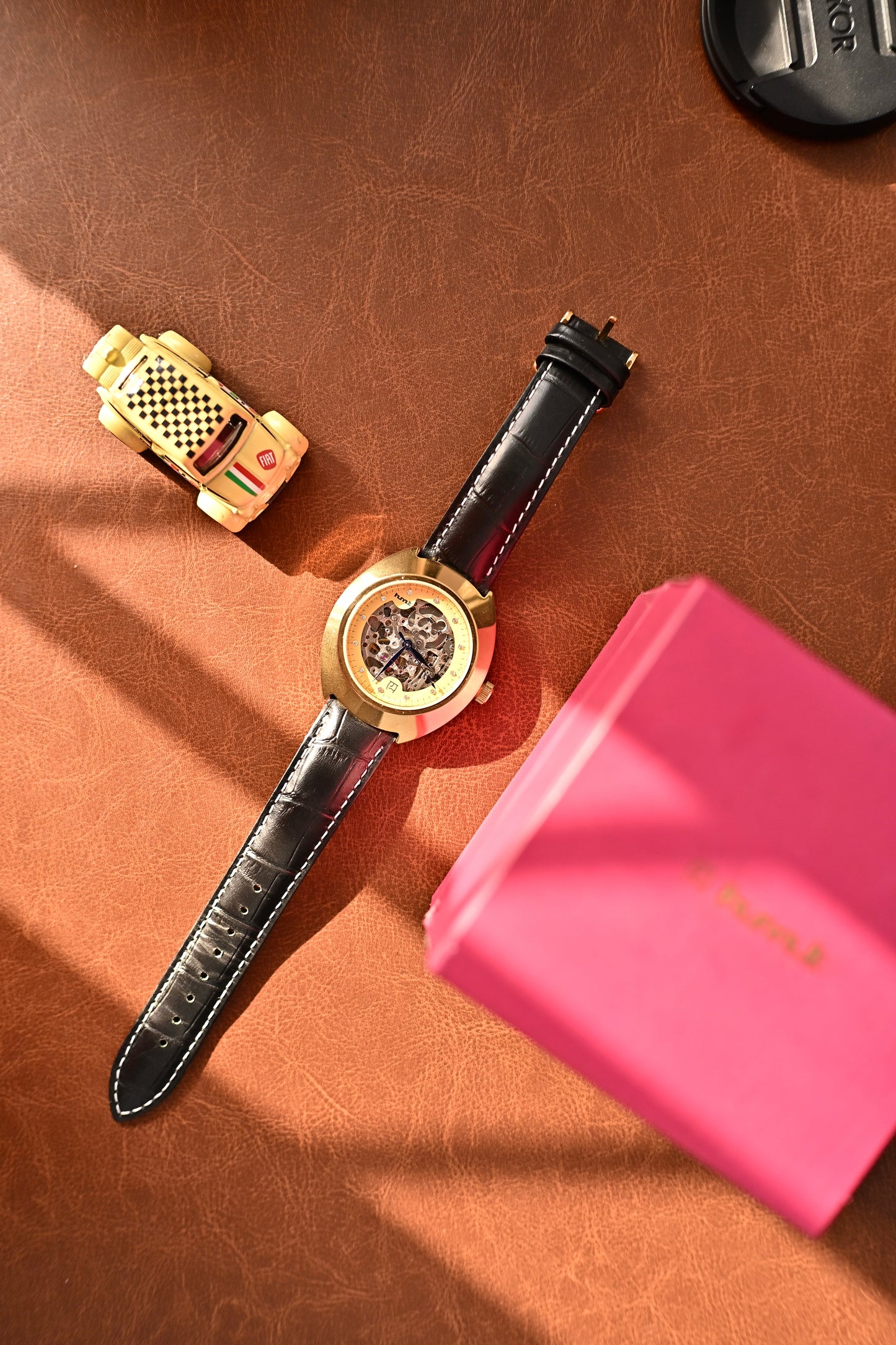 Nos HMT Skeleton Automatic Blue Hands Gold-Tone (NASL-03) | Watchex India