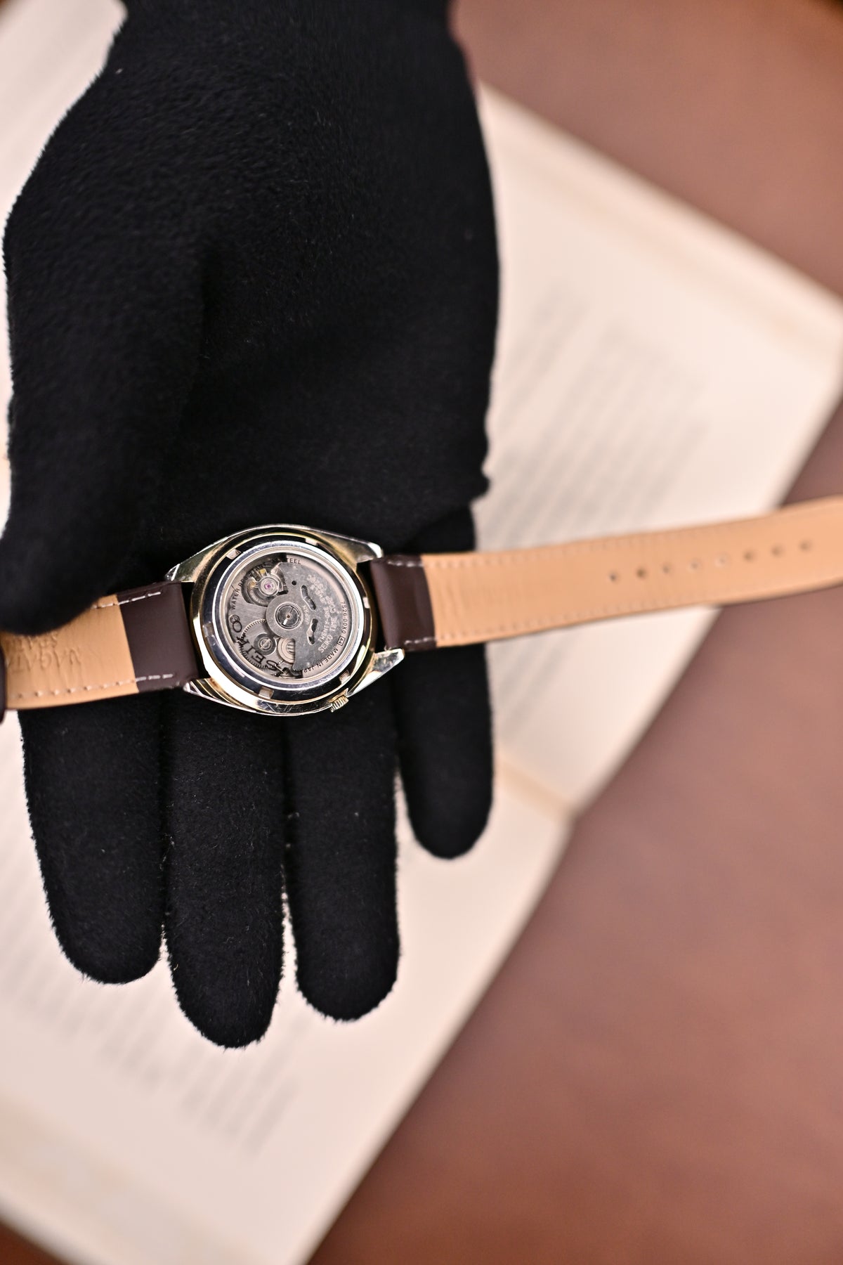 Vintage Seiko 5 Automatic Checkerboard Gold Dial JDM Open Caseback Original Bracelet (7S26-00X0) | Watchex India