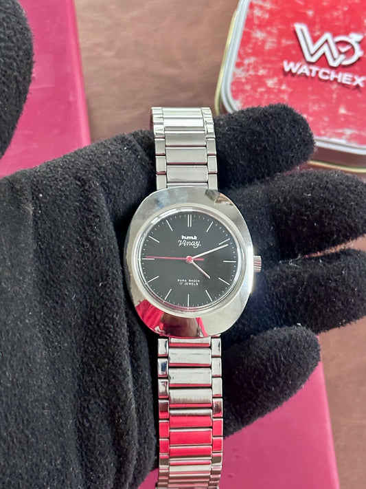 NOS HMT Vinay – Black Dial Oval Case Mechanical (Not Used)