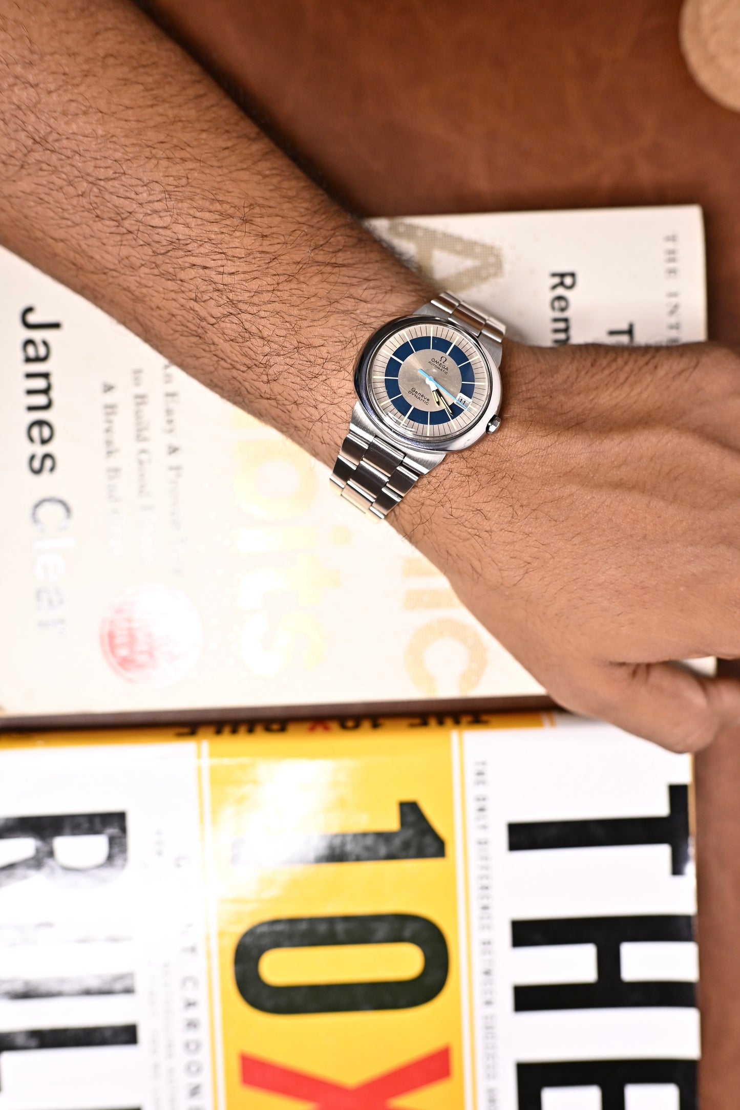 Vintage Omega 1969’s Genève Dynamic Automatic Blue Bullseye Dial Date (Ref. 166.039) with original bracelet | Watchex India
