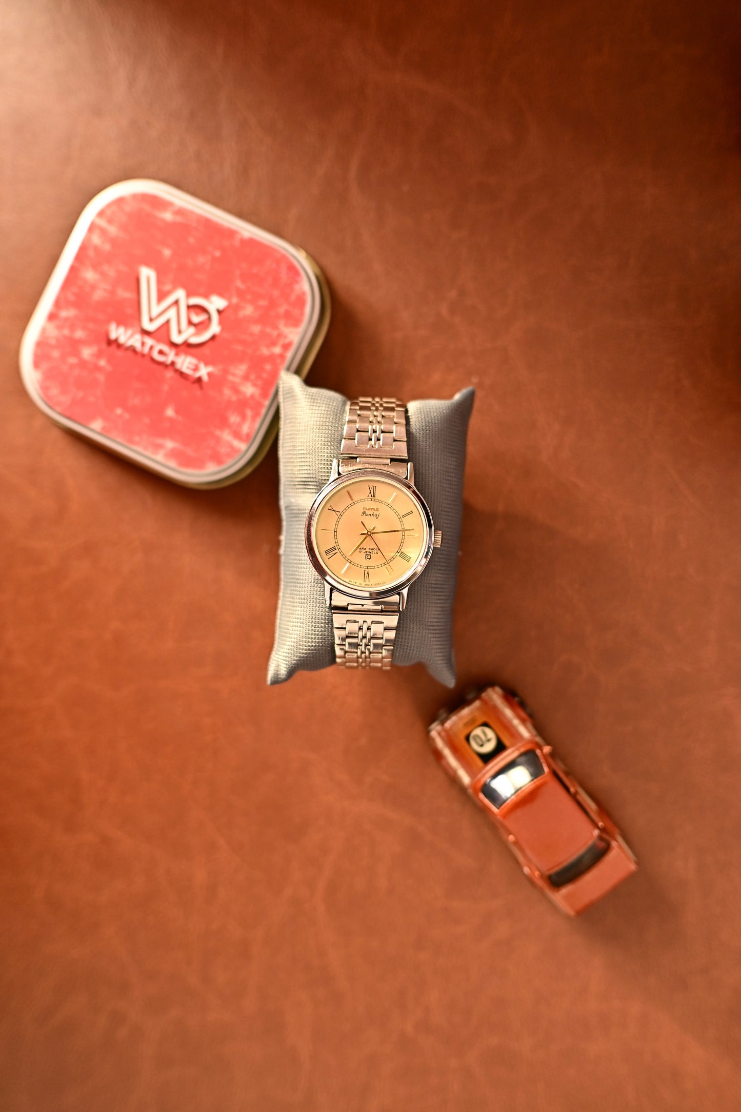 NOS HMT Pankaj Gold Roman Dial Manual Wind Date (0231) | Watchex India