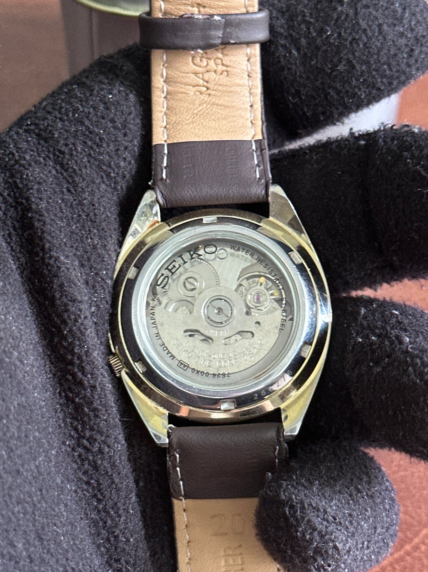 Vintage Seiko 5 Automatic Checkerboard Gold Dial JDM Open Caseback Original Bracelet (7S26-00X0) | Watchex India
