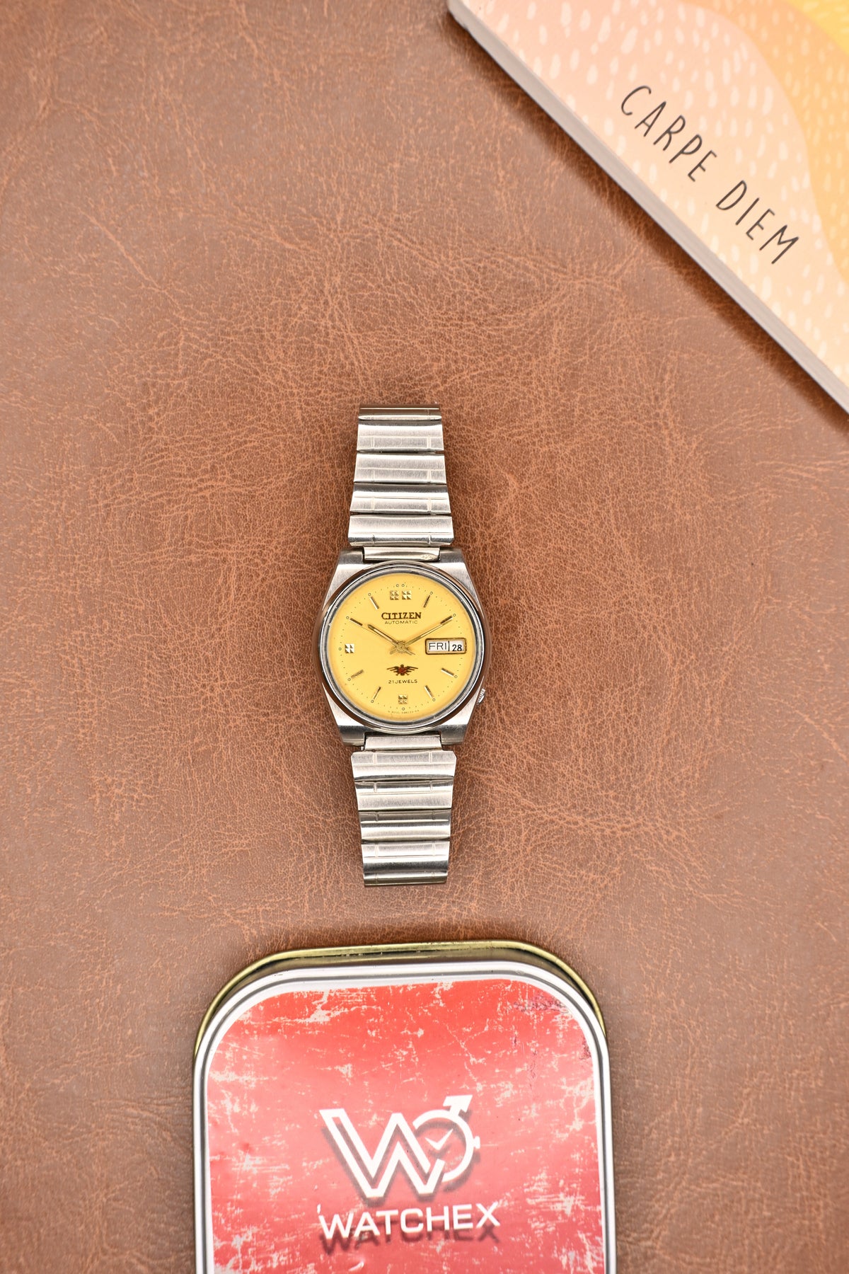 Citizen Yellow Sunburst Dial Automatic Stainless Steel Men’s Wristwatch | Watchex Vintage Collection