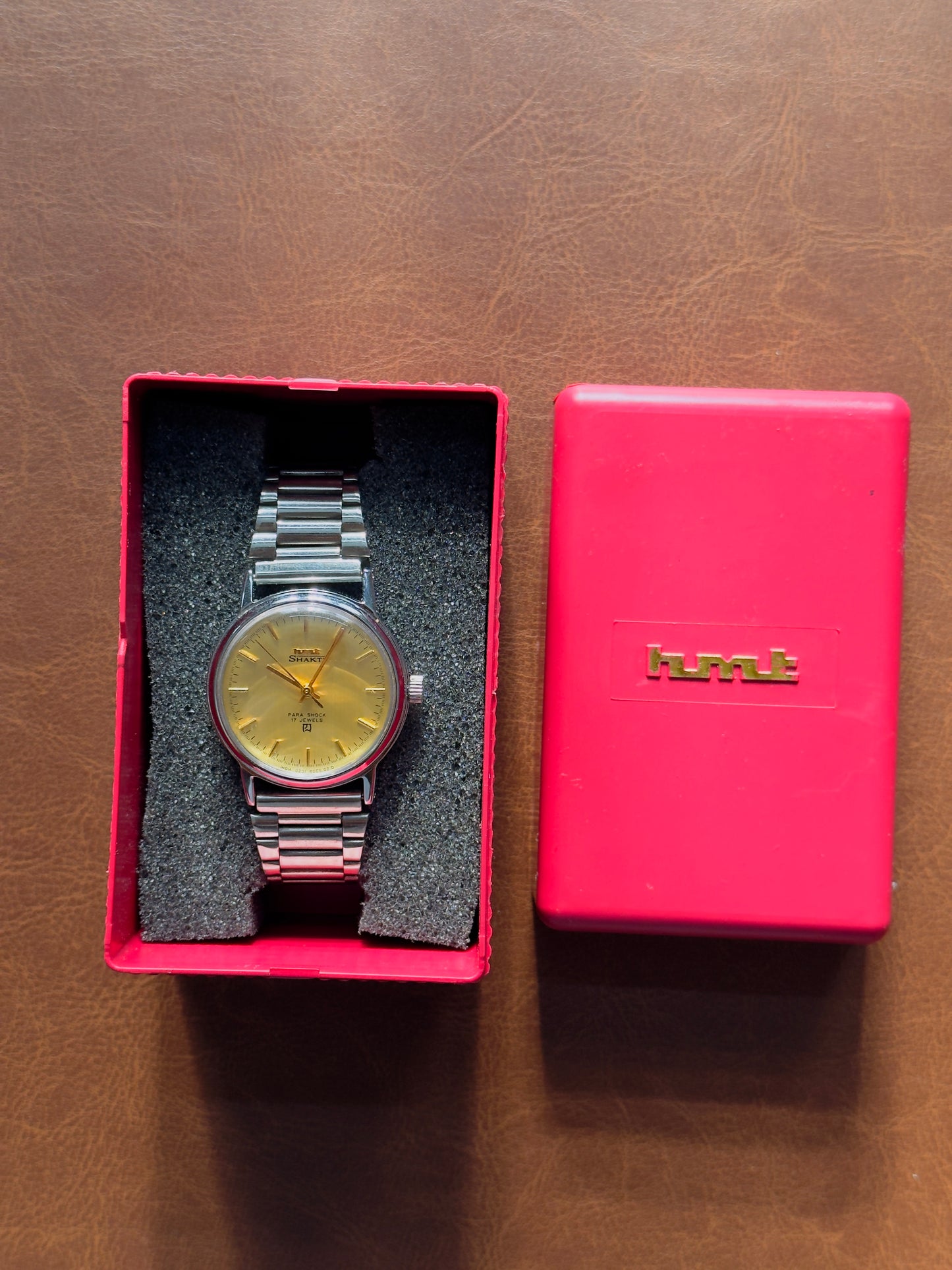 NOS HMT Shakti Gold Dial Mechanical Watch with Original HMT Box