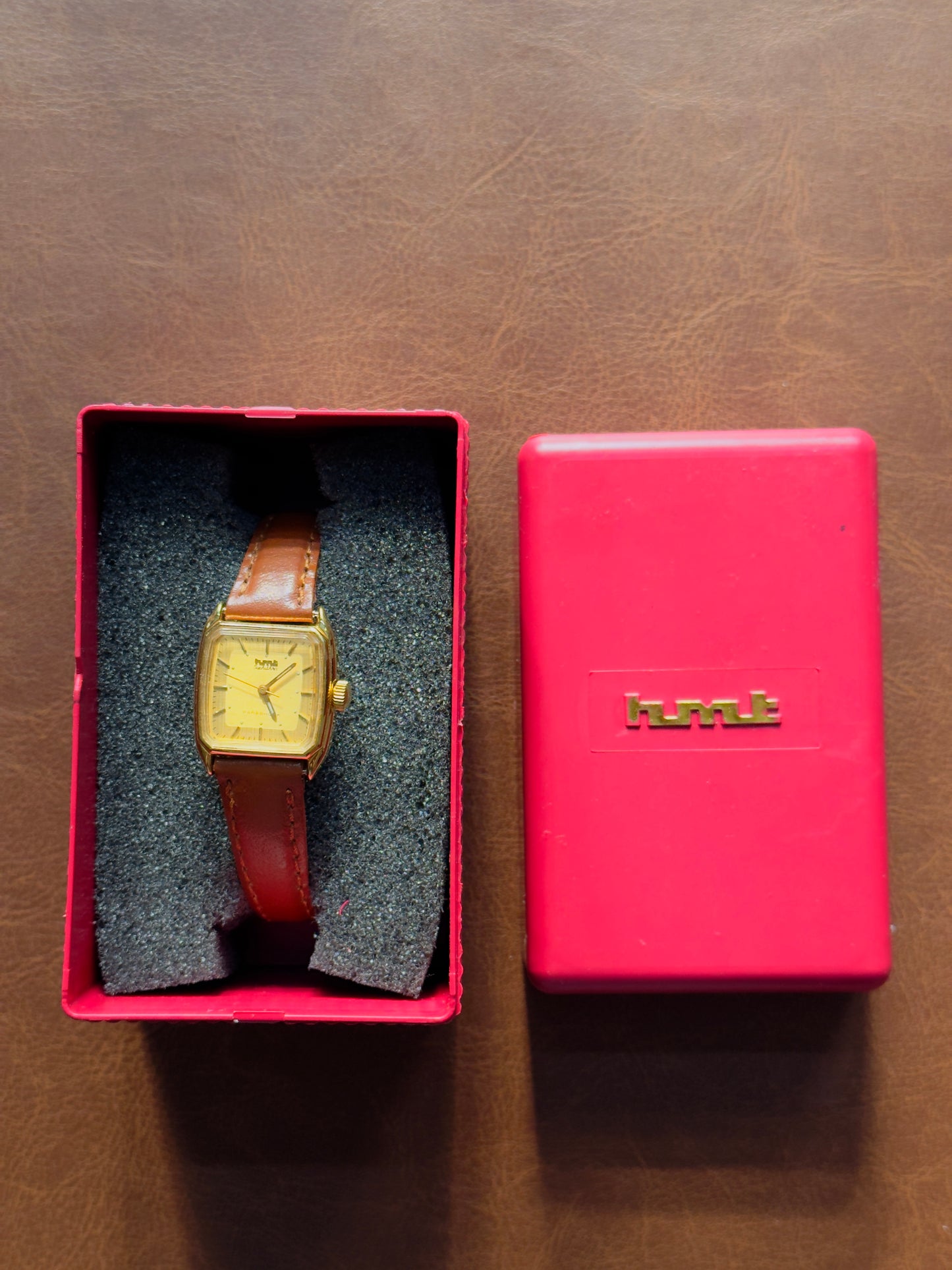 NOS HMT Suchitra Gold Dial Mechanical Watch with Original HMT Box