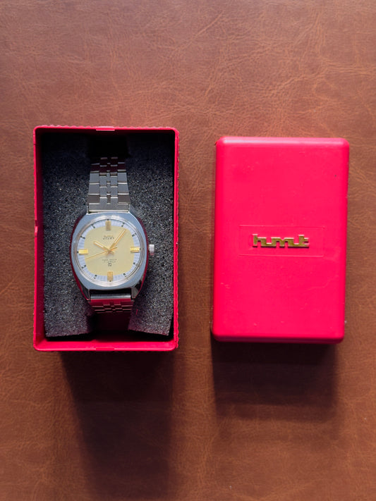 NOS HMT Vijay Gold Dial Mechanical Watch with Original Box
