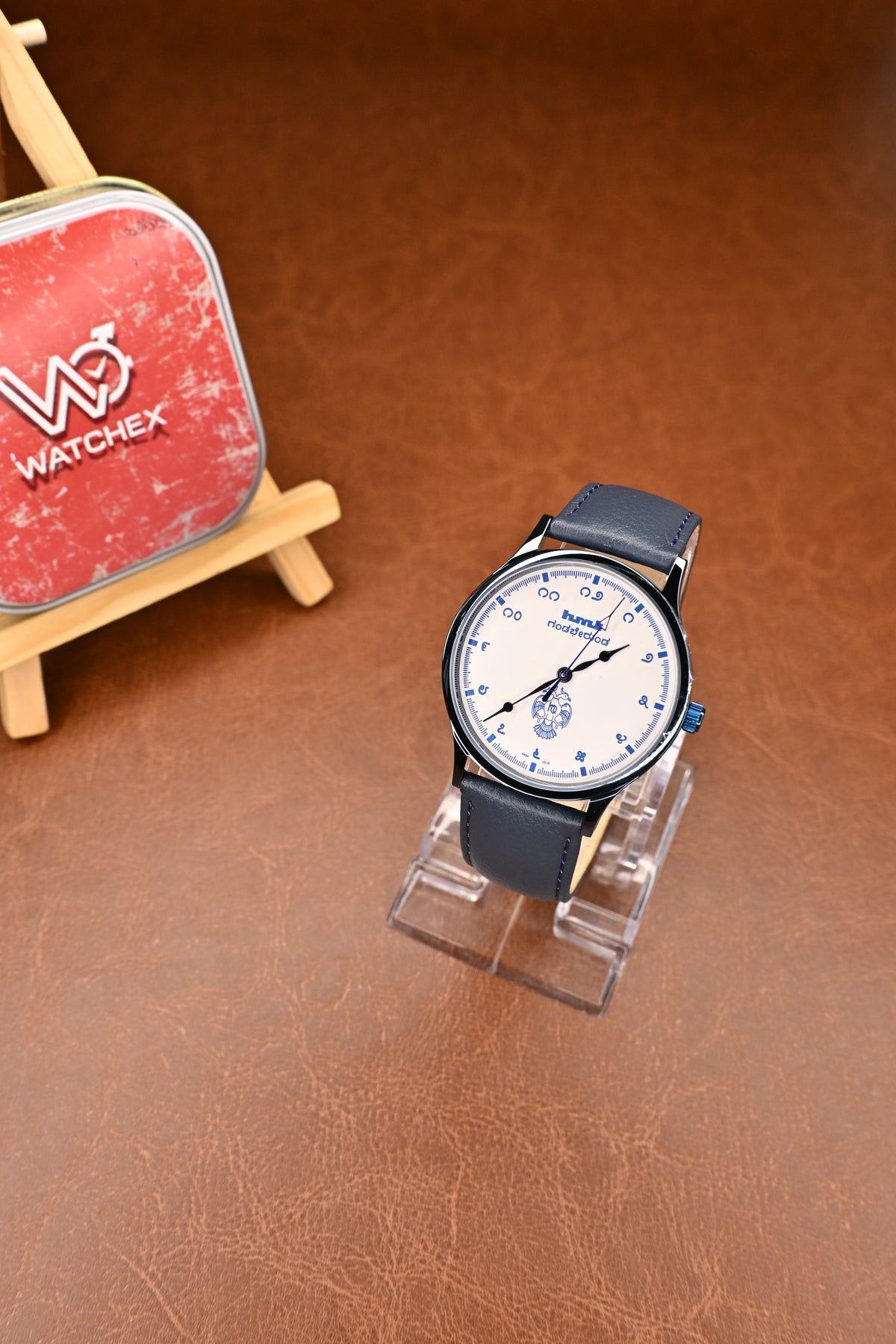 HMT Gandaberunda Special Edition White Dial Blue Case &amp; Strap Wristwatch | Watchex NOS Collection