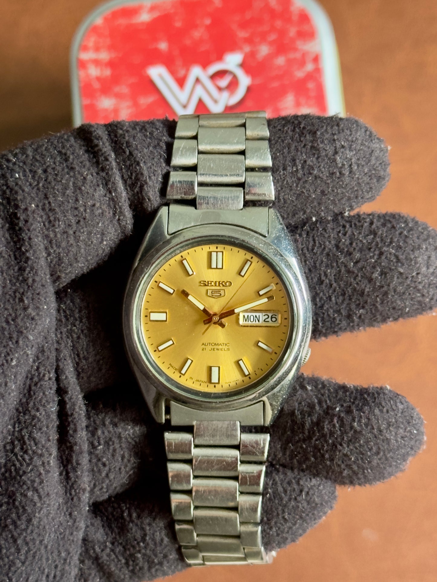 Vintage Seiko 5 Automatic Gold Sunburst Dial Day-Date (7S26-3040) | Watchex India