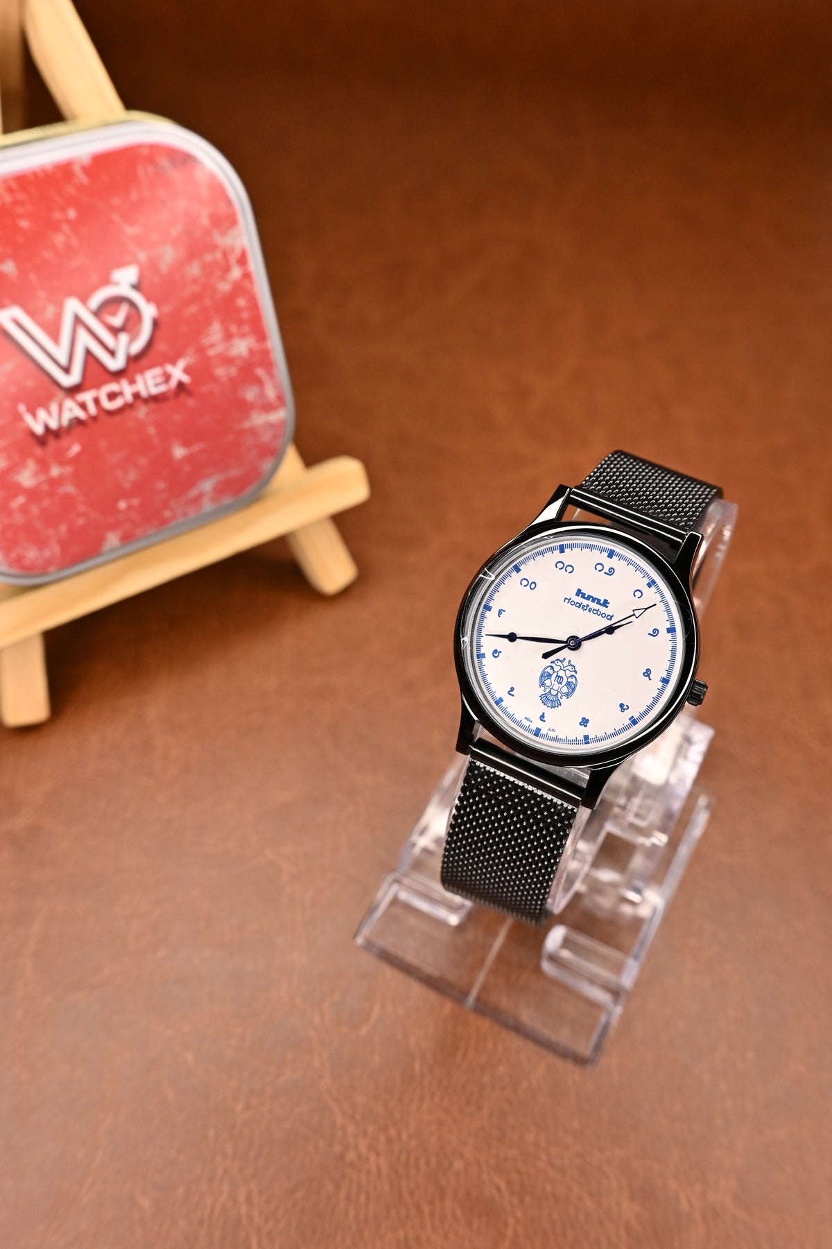 NOS HMT Gandaberunda Black Dial Quartz Watch with Blue Accents | Watchex NOS Collection