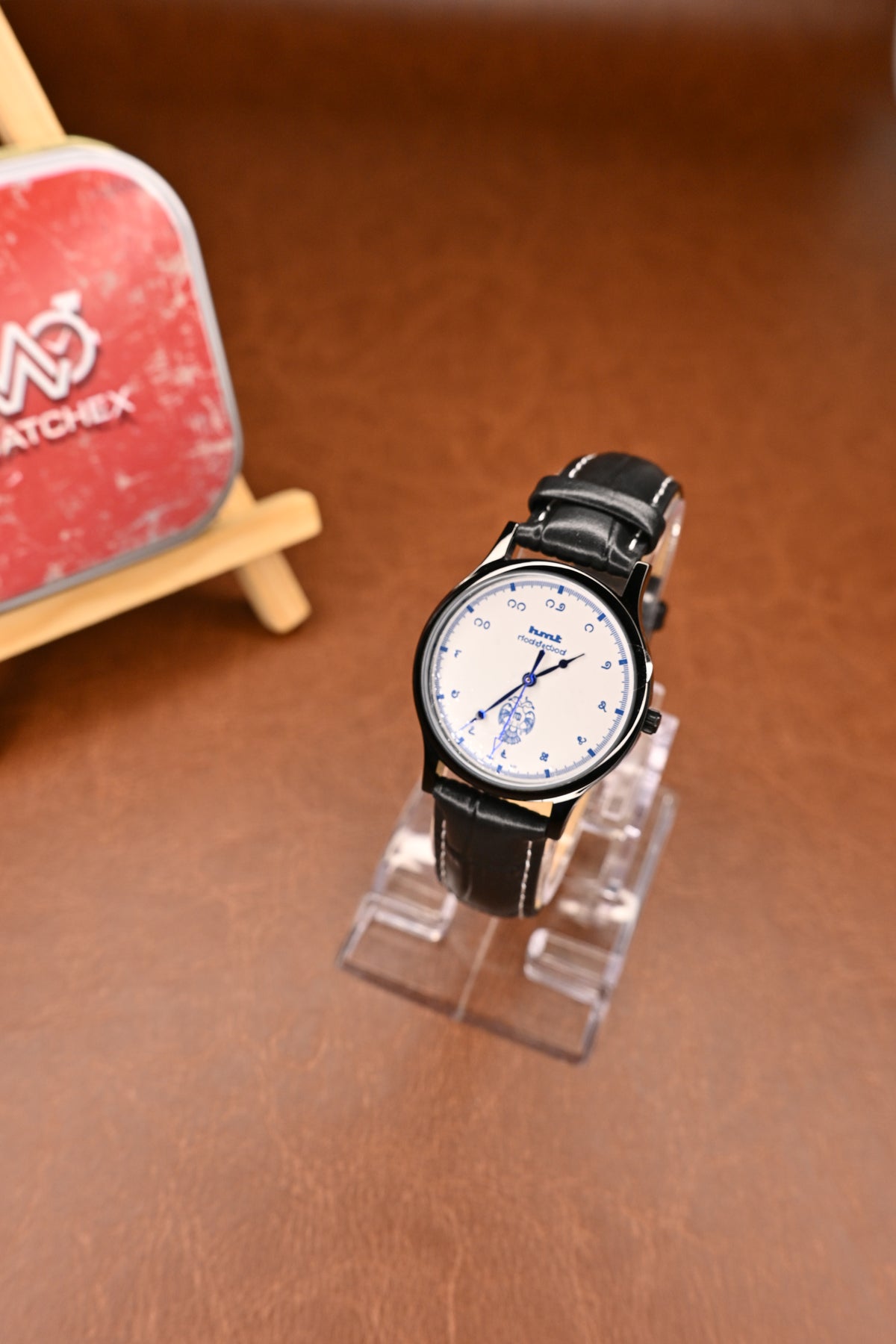 NOS HMT Gandaberunda White Dial Quartz Watch with Black Leather Strap | Watchex NOS Collection