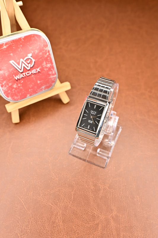 NOS HMT Inox Rectangular Dress Quartz Watch – Stainless Steel Bracelet | Watchex NOS Collection