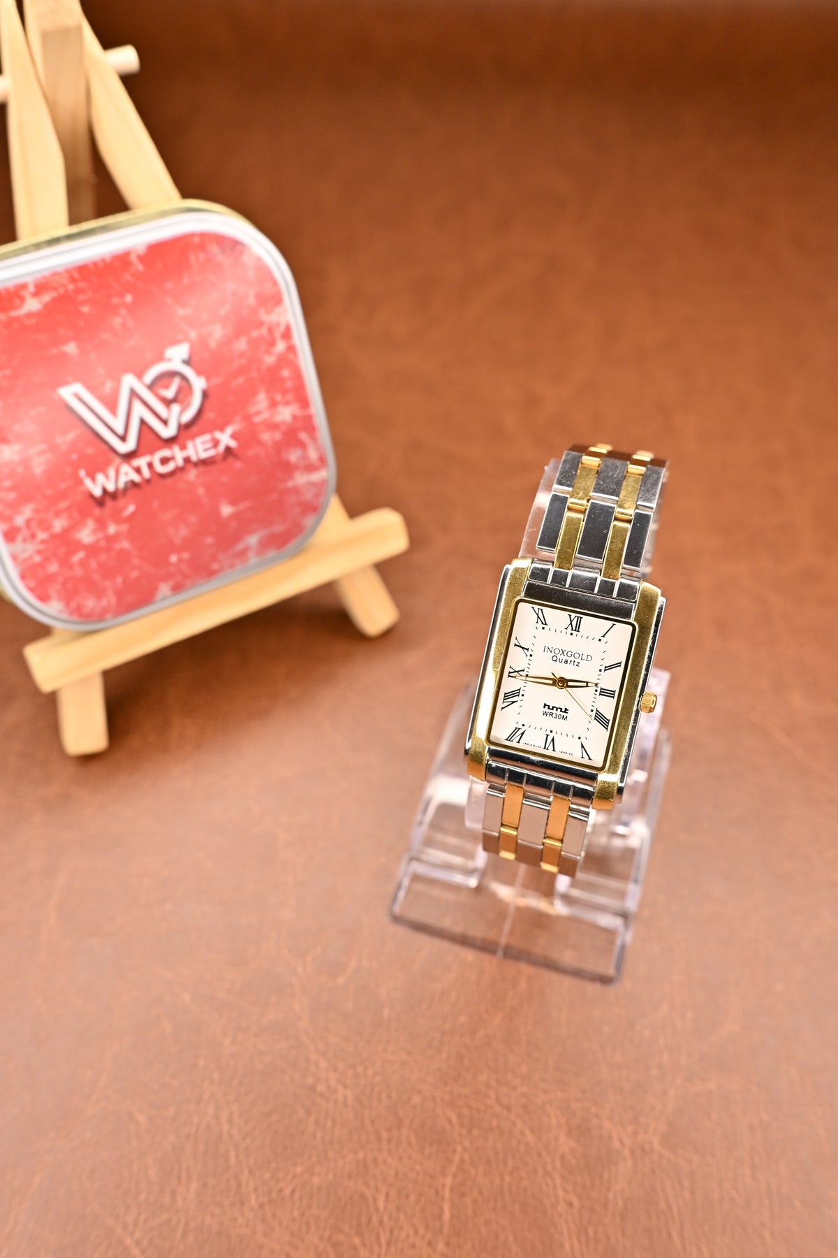 NOS HMT Inoxgold Rectangular Dress Quartz Watch – Two-Tone Bracelet | Watchex NOS COLLECTION&nbsp;
