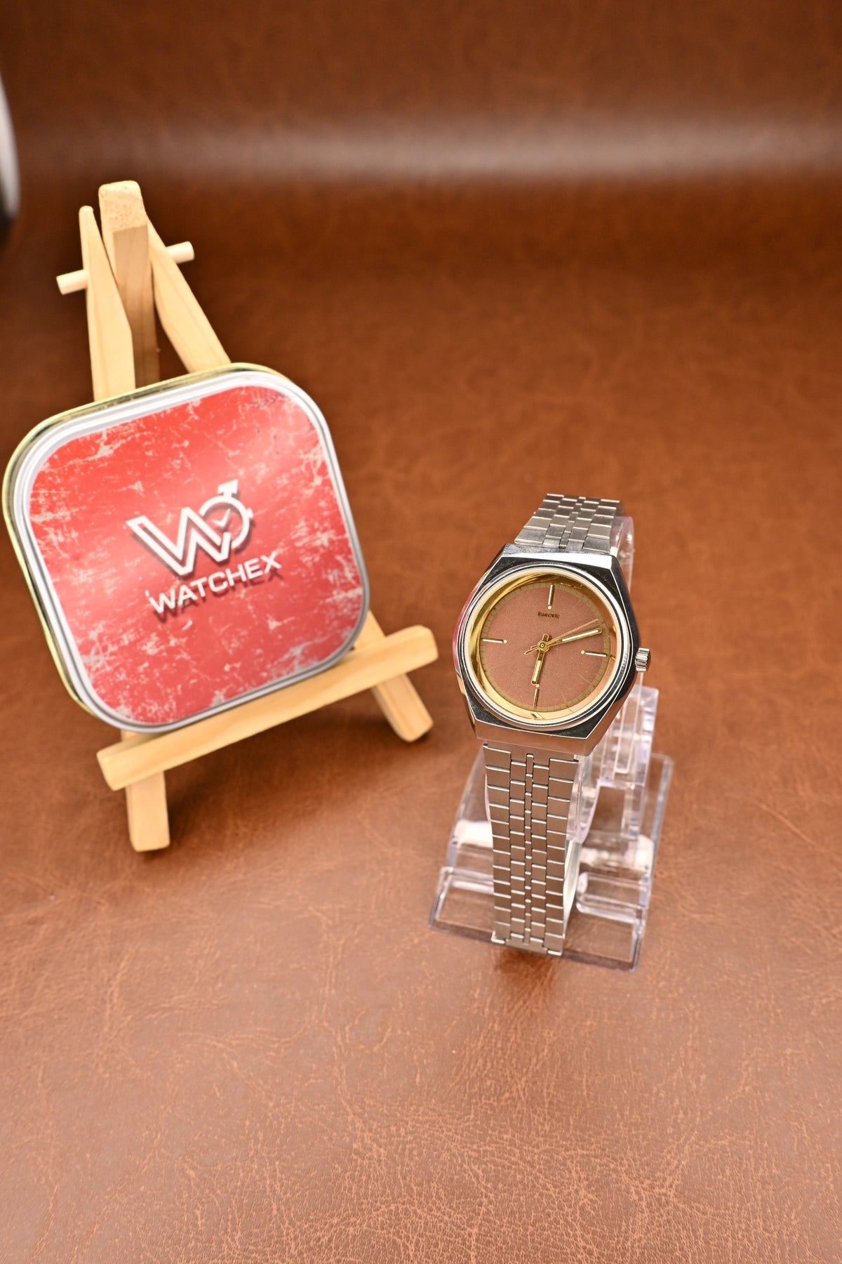 NOS HMT Maurya Pink-Gold Dial Mechanical Watch | Watchex NOS Collection