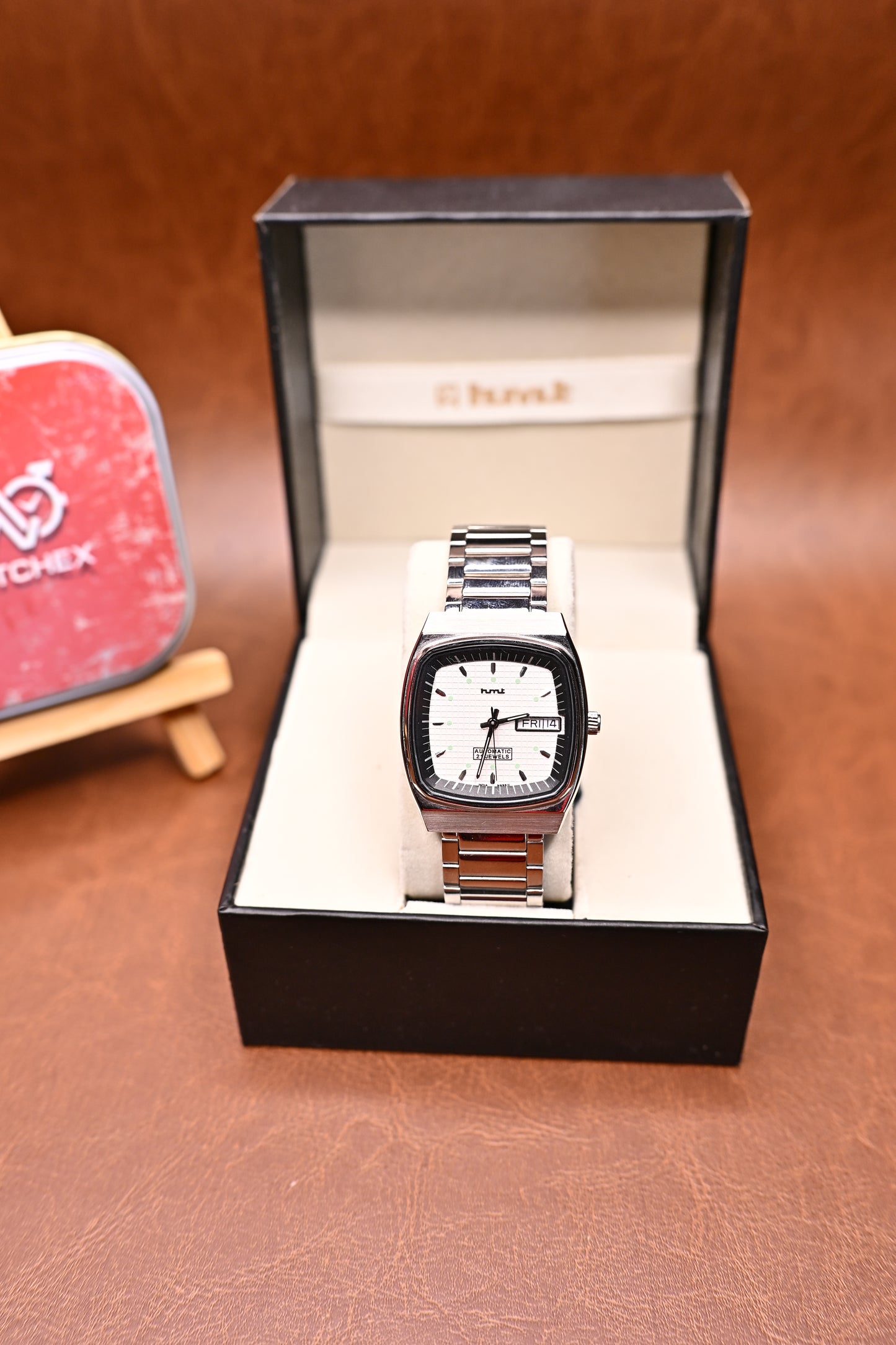 NOS HMT NASS 11 Automatic White Waffle Dial Square Men’s Watch | Watchex India
