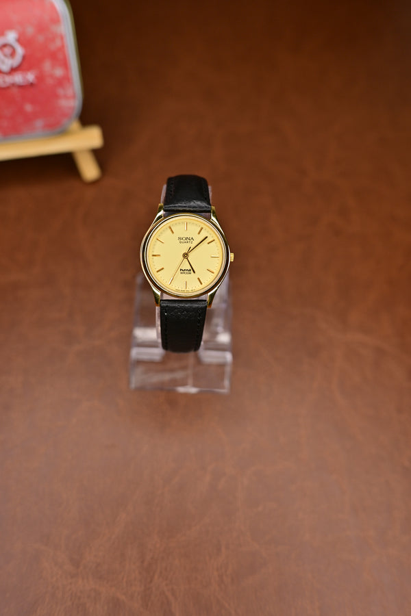 NOS HMT Sona Quartz 505 005 Champagne Sunburst Dial Quartz — Watchex India