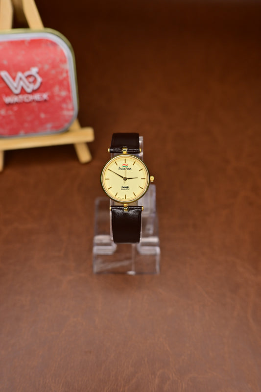 NOS HMT Swarna 2080-AGGL 55 Champagne Dial Quartz Ladies Dress Watch — Watchex India