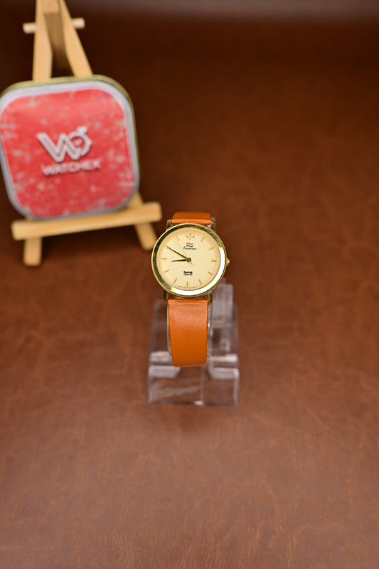 NOS HMT Swarna 2080 AGGG 02 Champagne Textured Dial Quartz Ladies Dress Watch — Watchex India