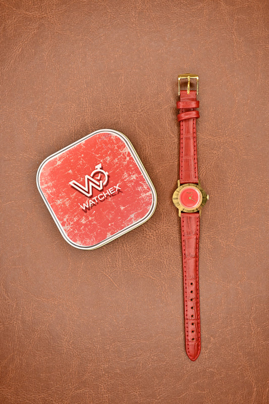 NOS Ricoh Red Dial Gold-Plated Women’s Mechanical Wristwatch | Watchex NOS Collection