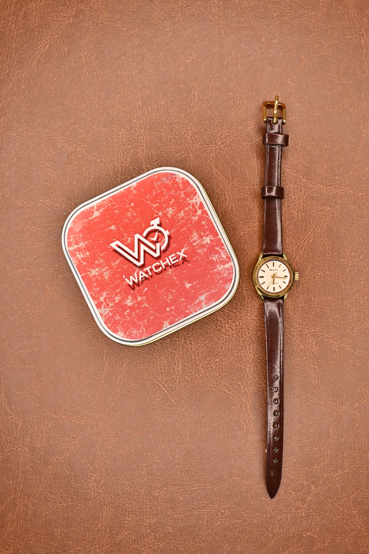 NOS Ricoh Silver Sunburst Dial Gold-Plated Women’s Mechanical Wristwatch | Watchex NOS Collection