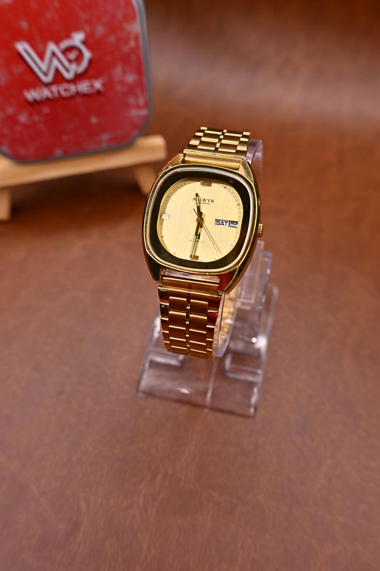 NOS Vintage Allwyn Automatic 21 Jewels Champagne TV Dial Day-Date | Watchex India
