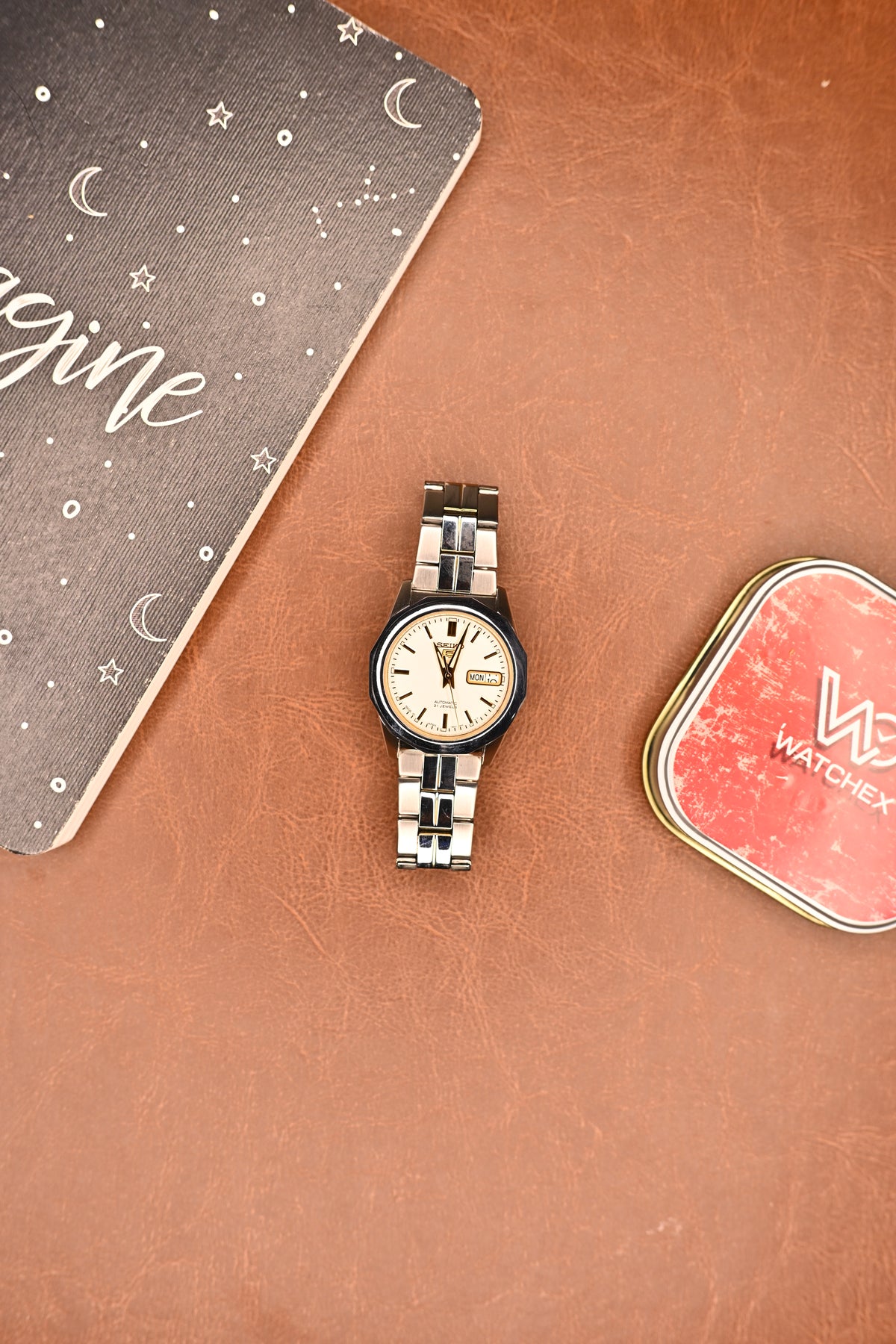 Seiko 5 Automatic “Mini Oak” Polygonal Style Faceted Case – Cream Dial – 7S26-03F0 | Watchex India