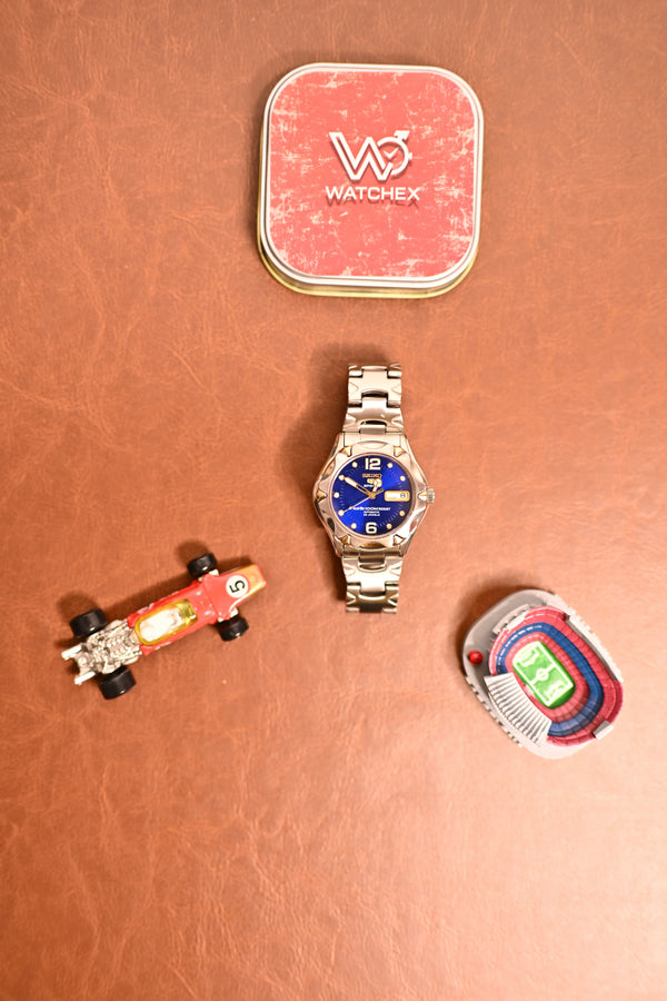 VINTAGE | Seiko 5 Sports Automatic Blue Sunburst Dial by watchexindia