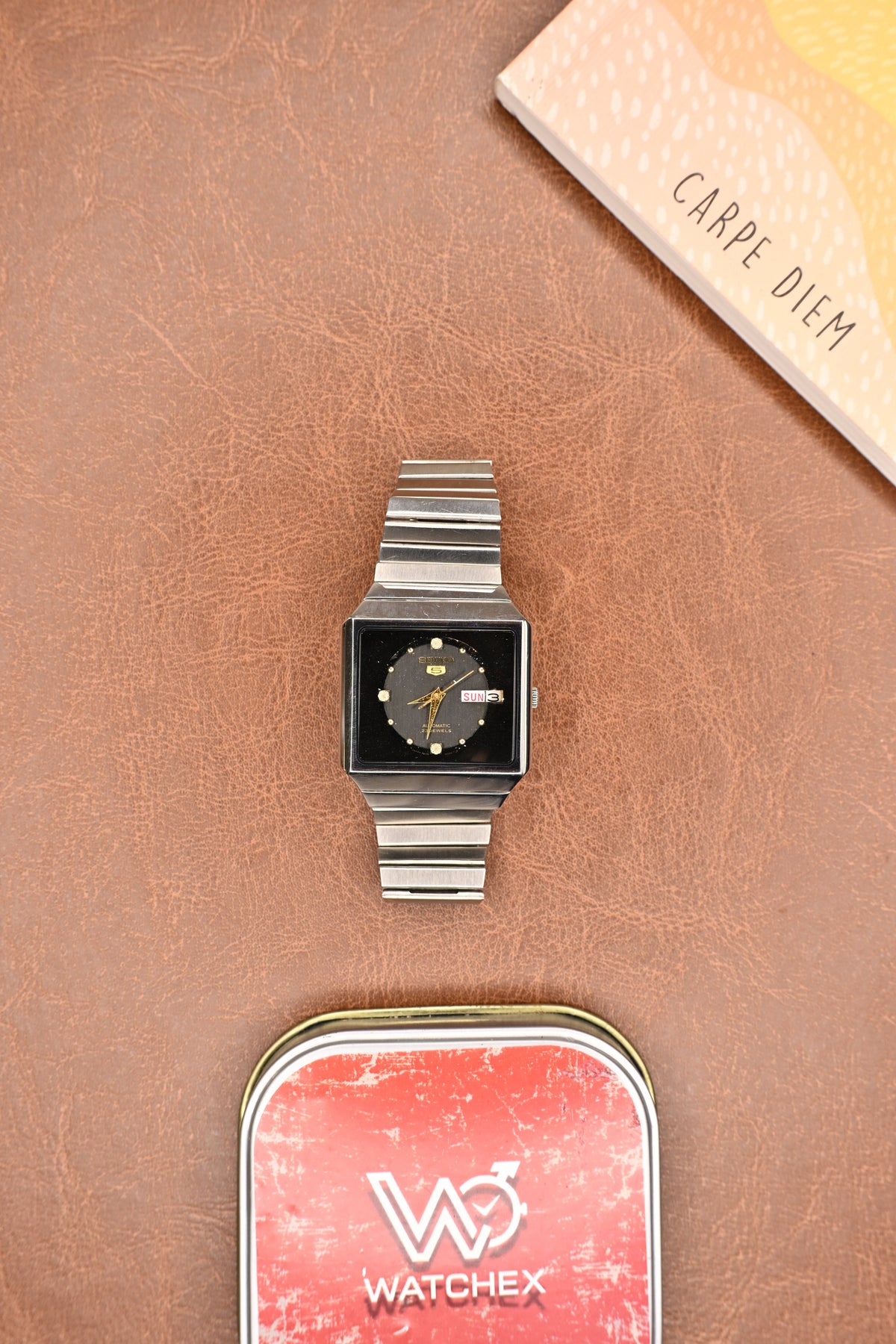 Seiko 5 Square Automatic Black Dial Crystal Index Men’s Wristwatch | Watchex Signature Collection