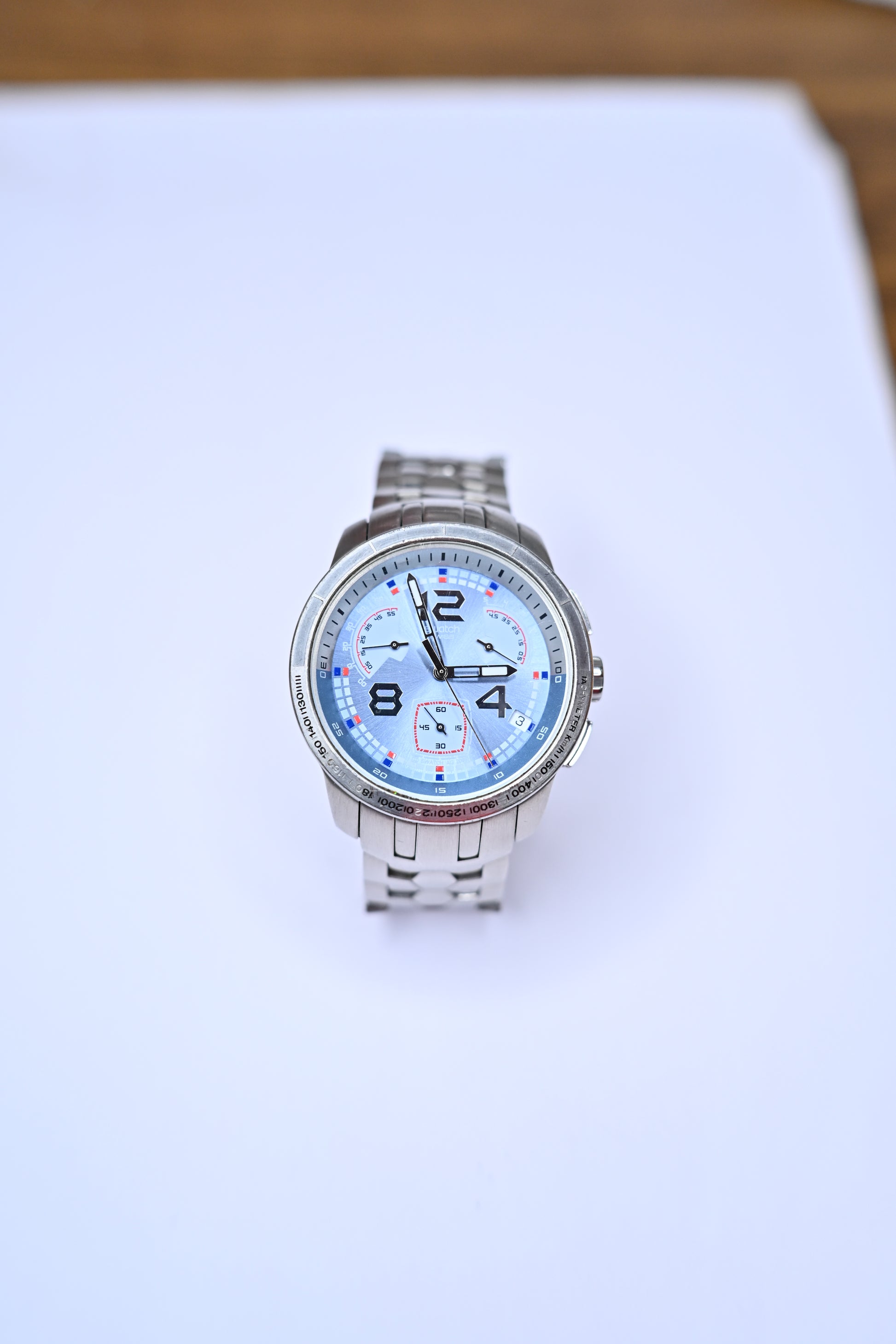 Swatch Irony Chrono Retrograde Blue Signs Swiss Quartz Chronograph | Watchex India