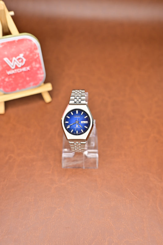 NOS Allwyn Automatic Y381-8030 Blue Sunburst Dial Crystal Markers 21 Jewels Day-Date — Watchex India