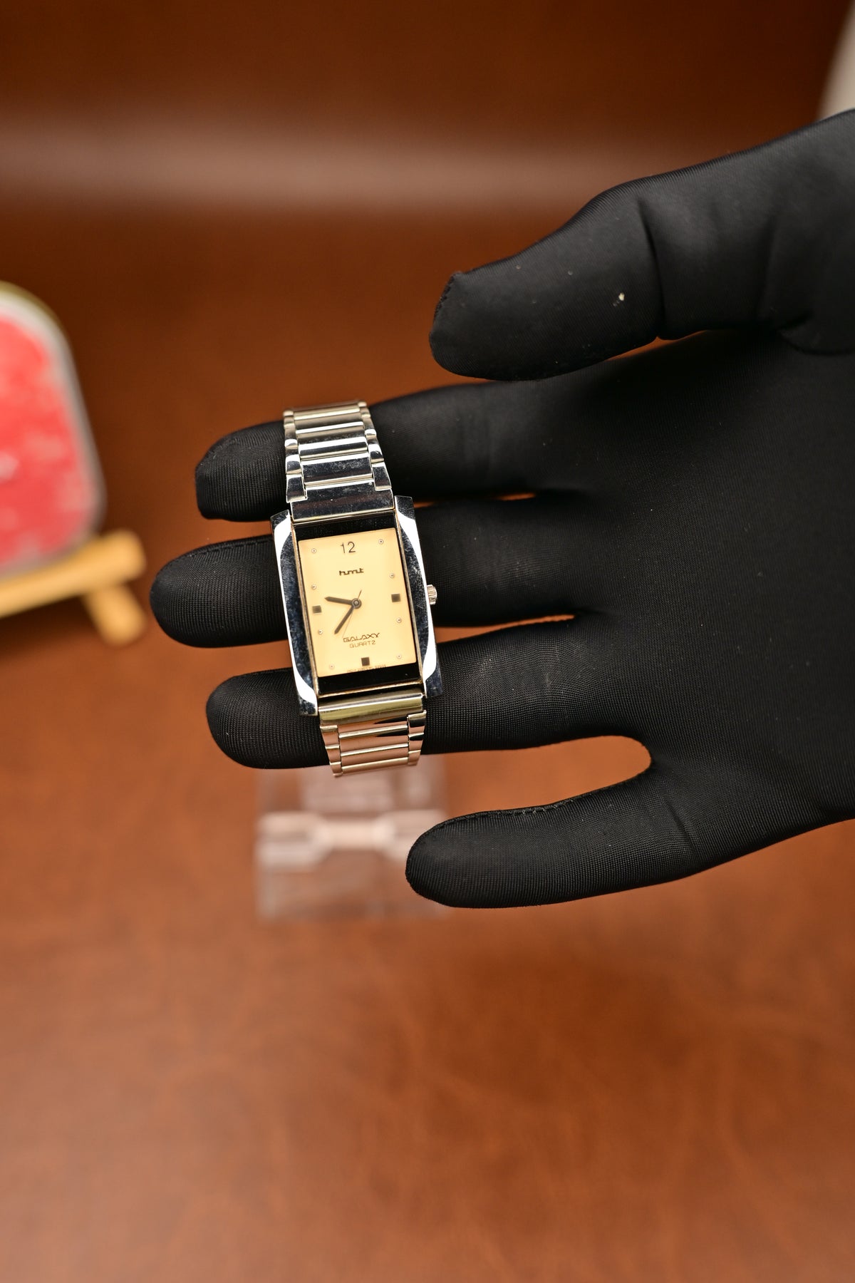 NOS HMT Pegasus Galaxy CG S 2G05 Champagne Dial Rectangular Dress Watch — Watchex India