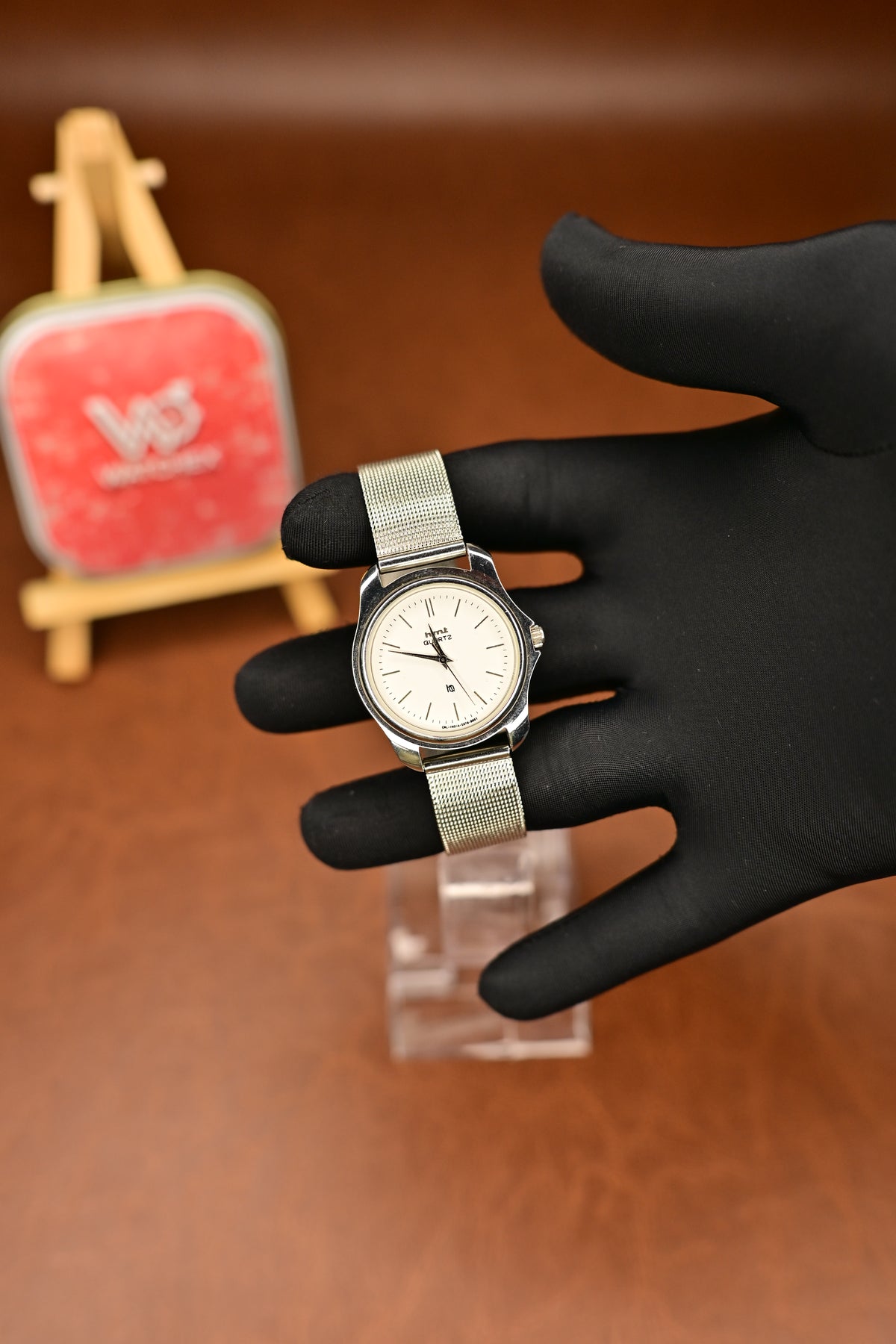 NOS HMT Quartz ALL66-2080 White Dial Date Dress Watch with Signed Mesh Bracelet — Watchex India