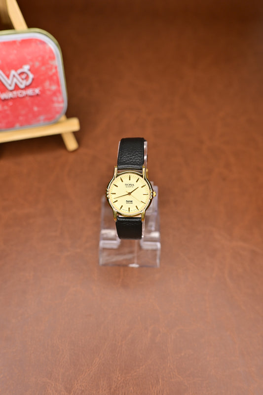 NOS HMT Sona Quartz 105 006 Champagne Sunburst Dial Quartz — Watchex India