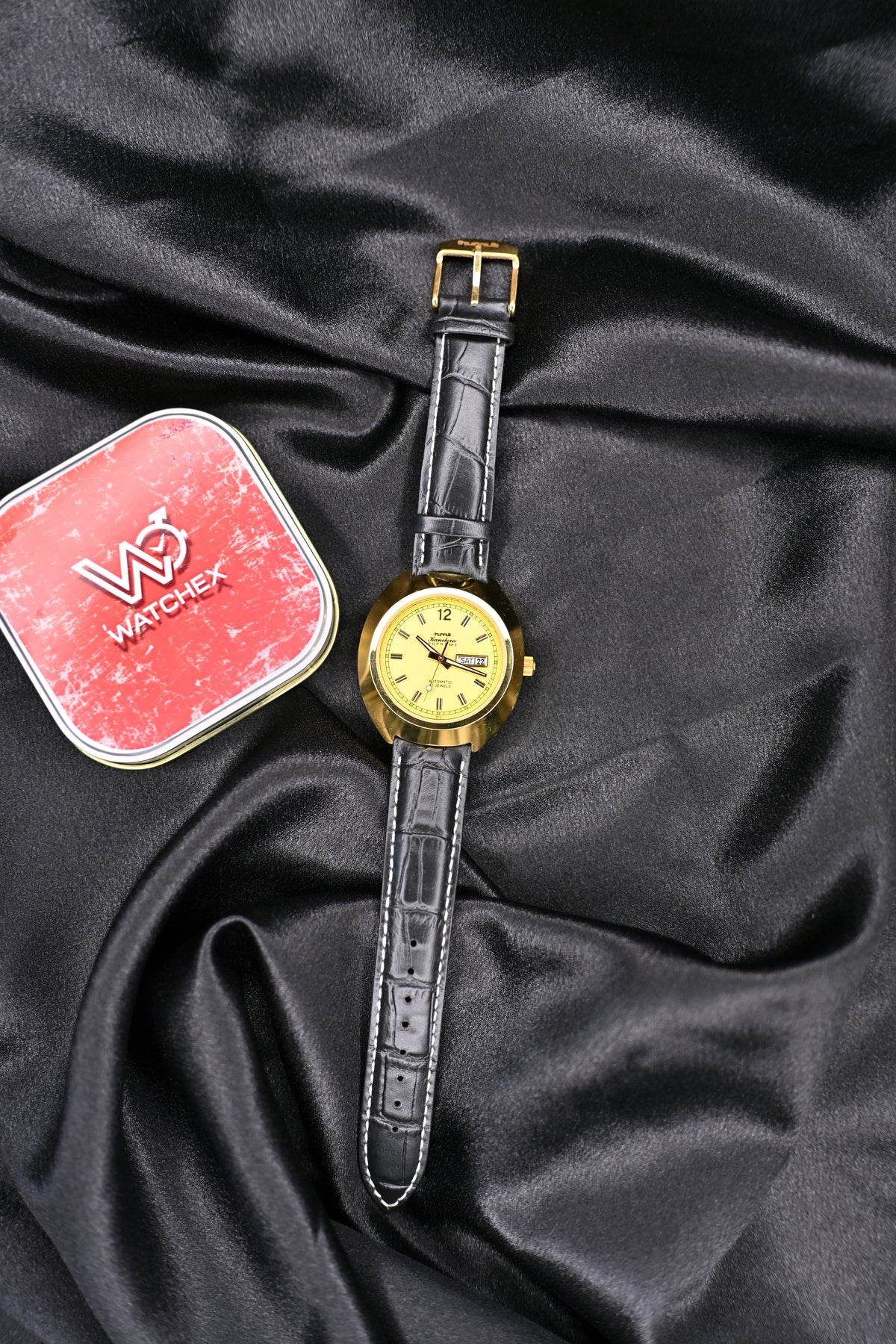 NOS HMT Kanchan Supreme Gold Sunburst Textured Dial 21 Jewels Automatic — Watchex India