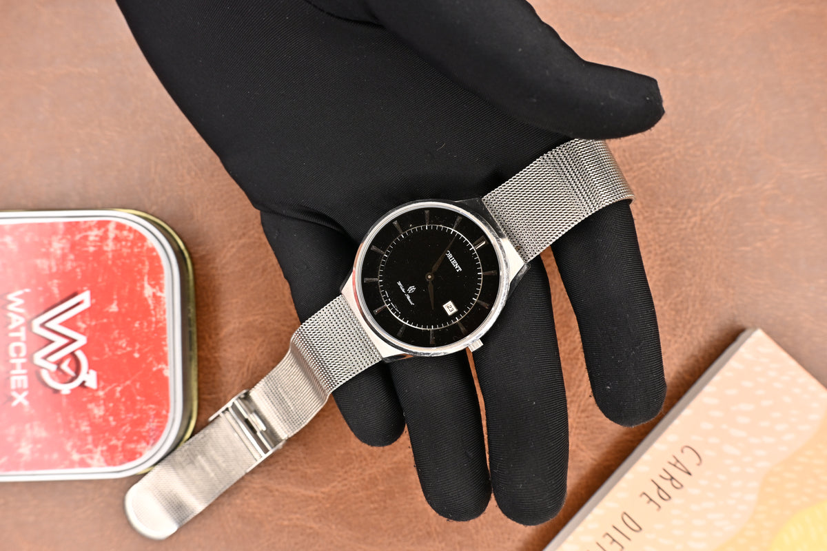 Orient Black Dial Milanese Mesh Quartz Men’s Dress Watch | Watchex India Vintage Collection