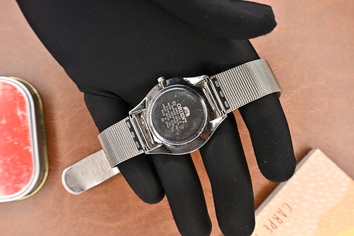 Orient Black Dial Milanese Mesh Quartz Men’s Dress Watch | Watchex India Vintage Collection