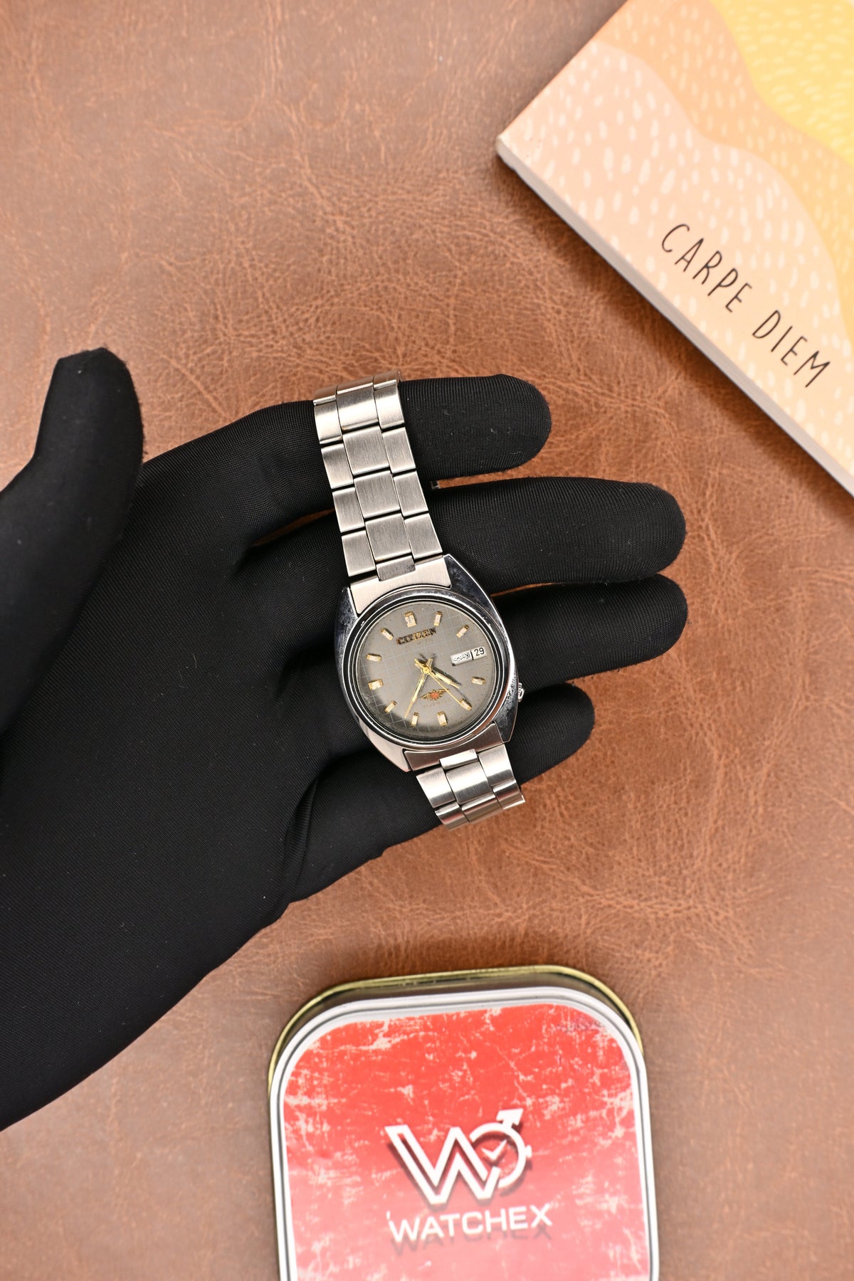 Citizen Checkered Dial Automatic Stainless Steel Men’s Wristwatch | Watchex Vintage Collection